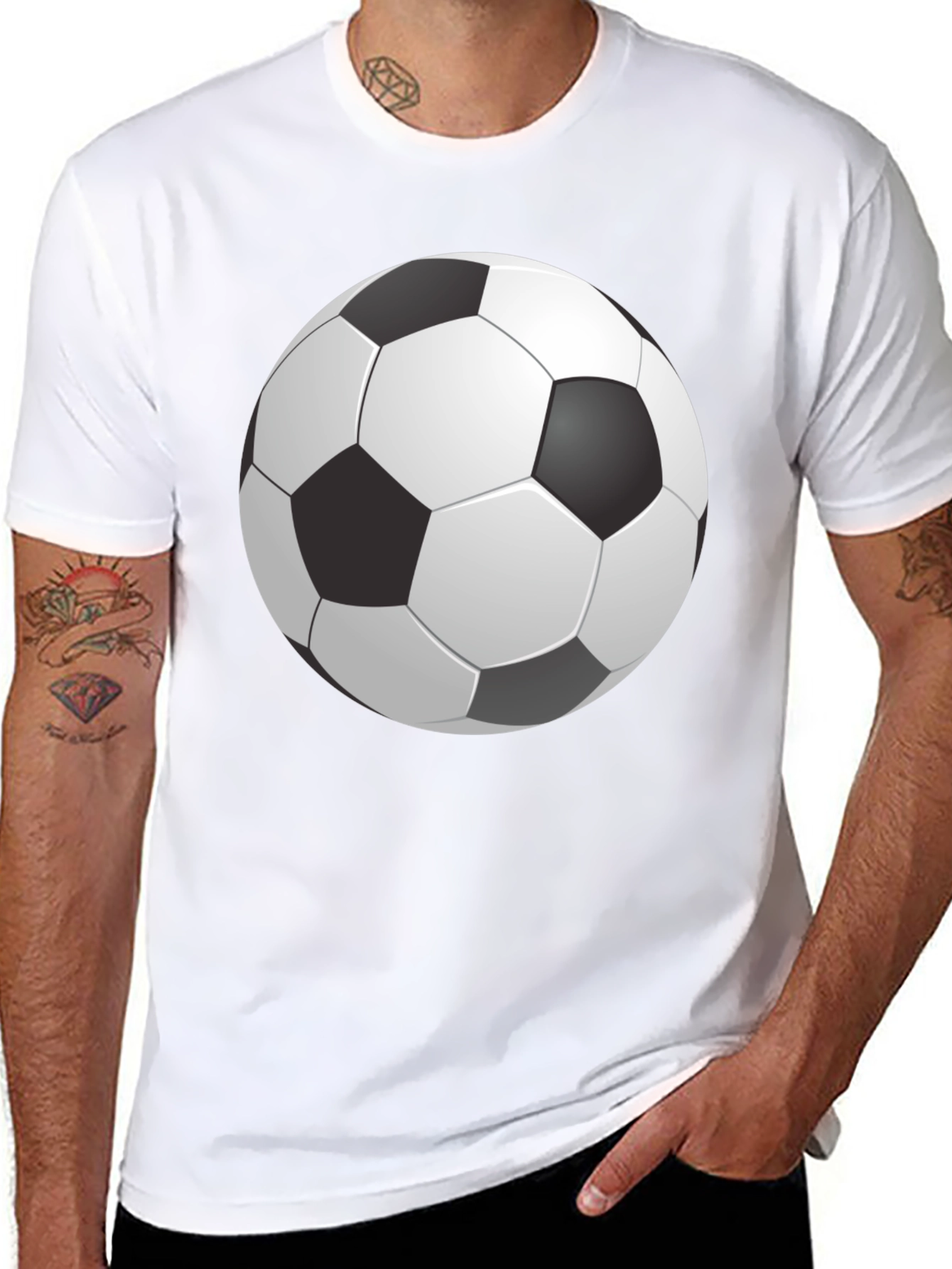 Soccer Ball Graphic Print Black T-Shirt