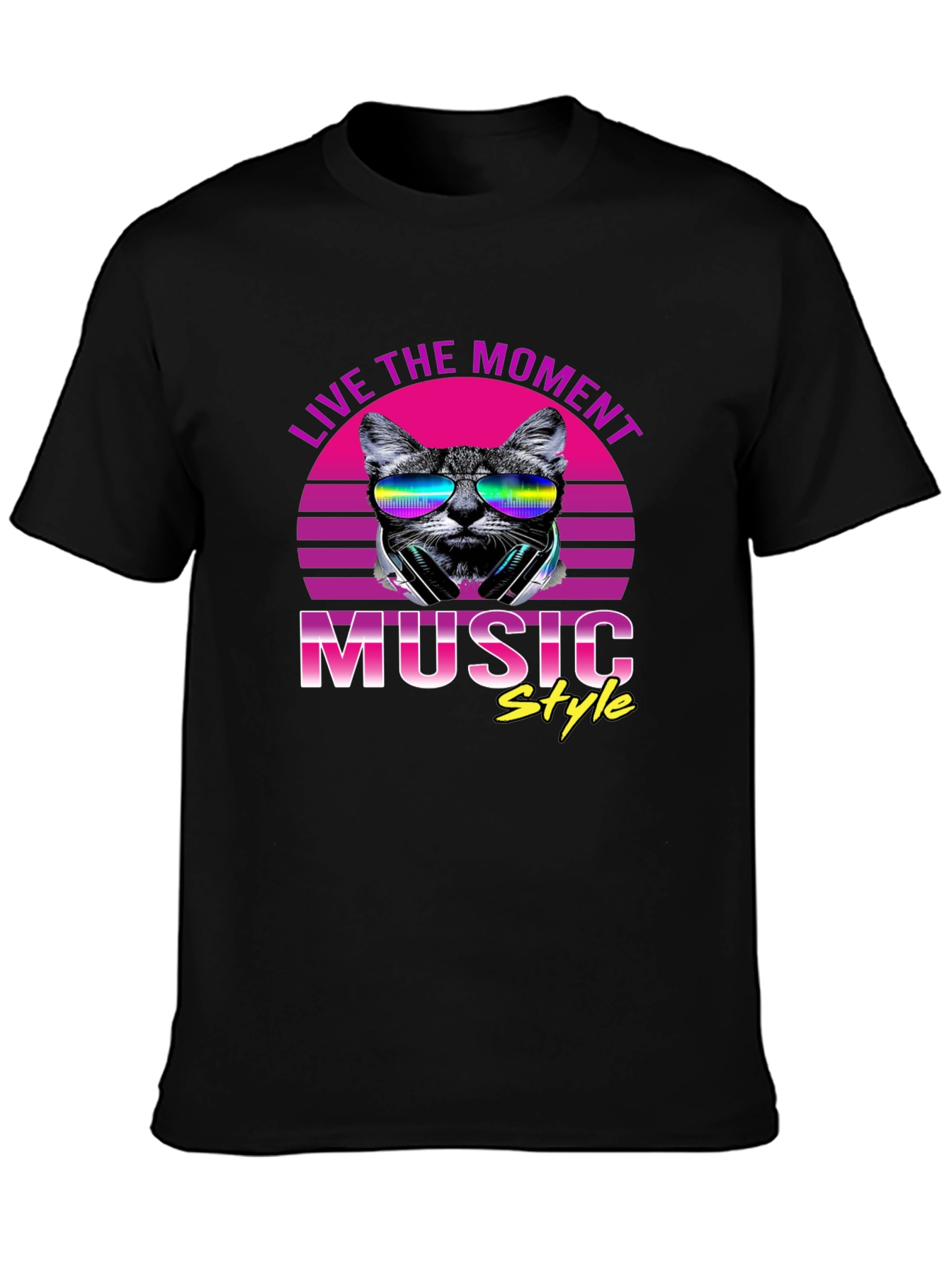Retro Cat Music Style T-Shirt