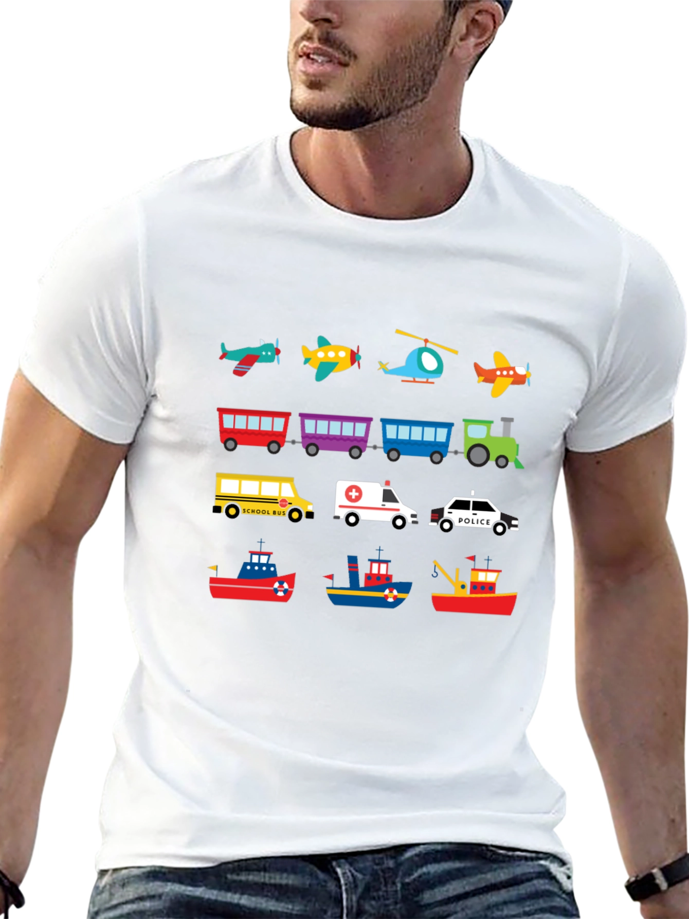 Cartoon Vehicle T-Shirt | Planes Trains & Automobiles