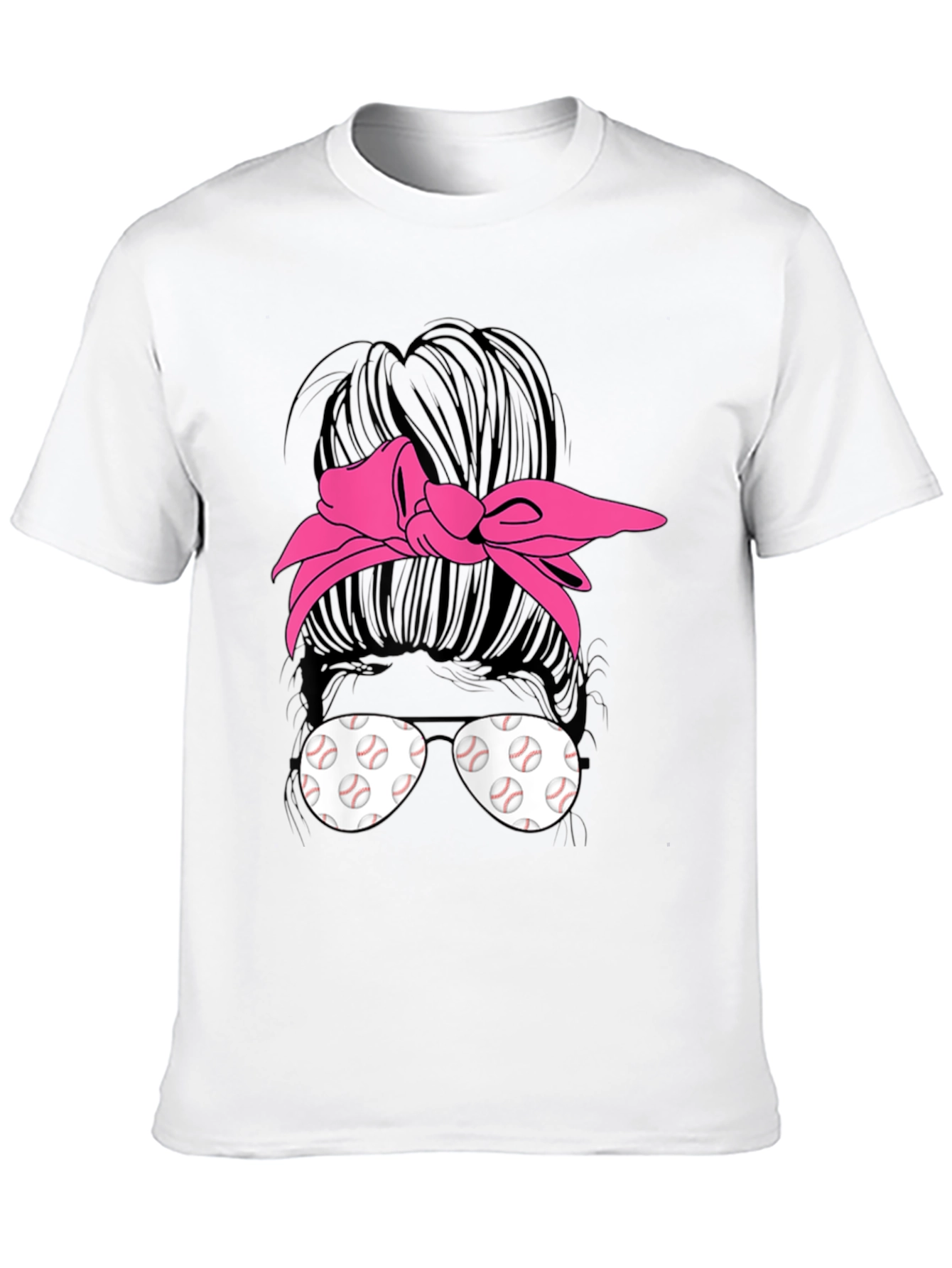 Baseball Messy Bun T-Shirt Funny Womens Mom Tee