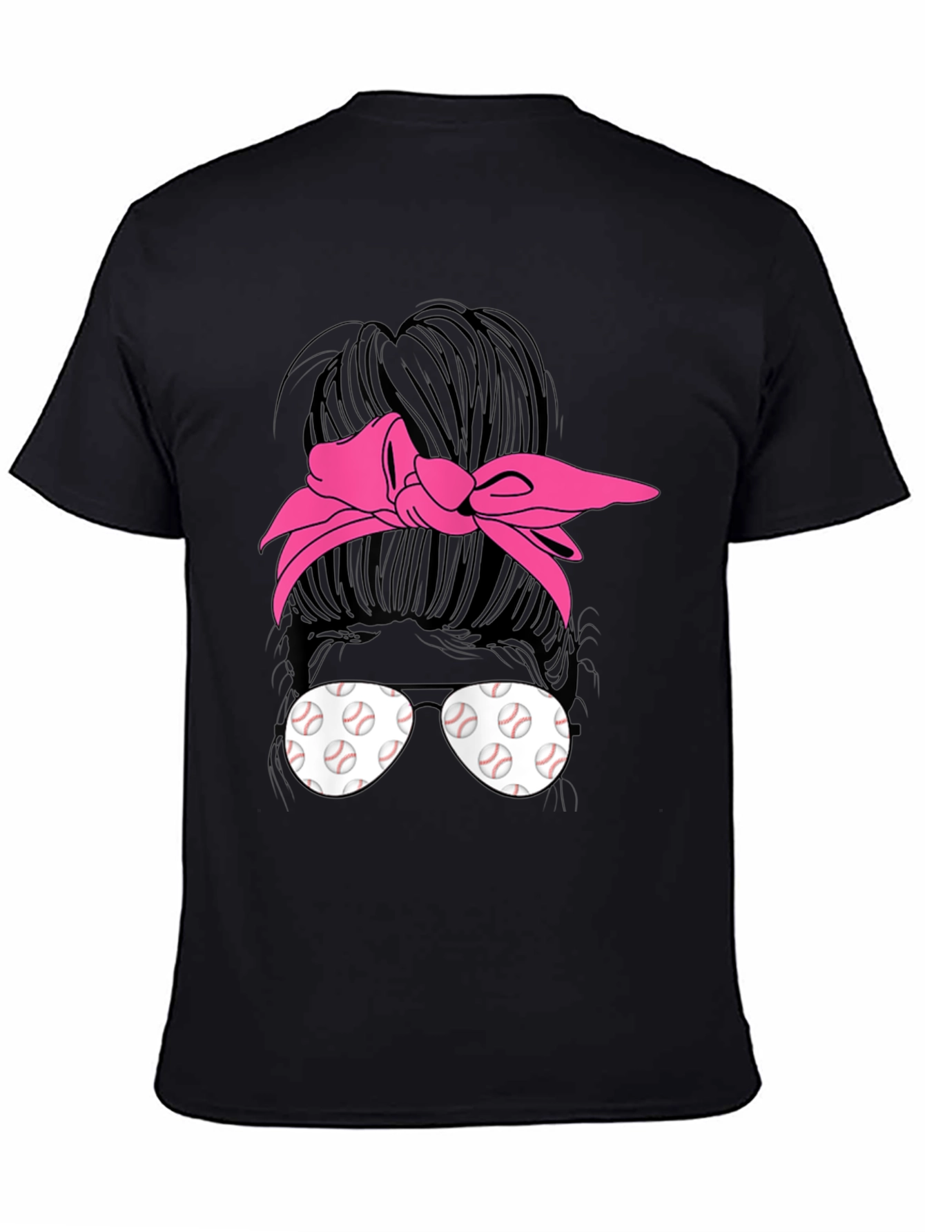 Baseball Messy Bun T-Shirt Funny Womens Mom Tee