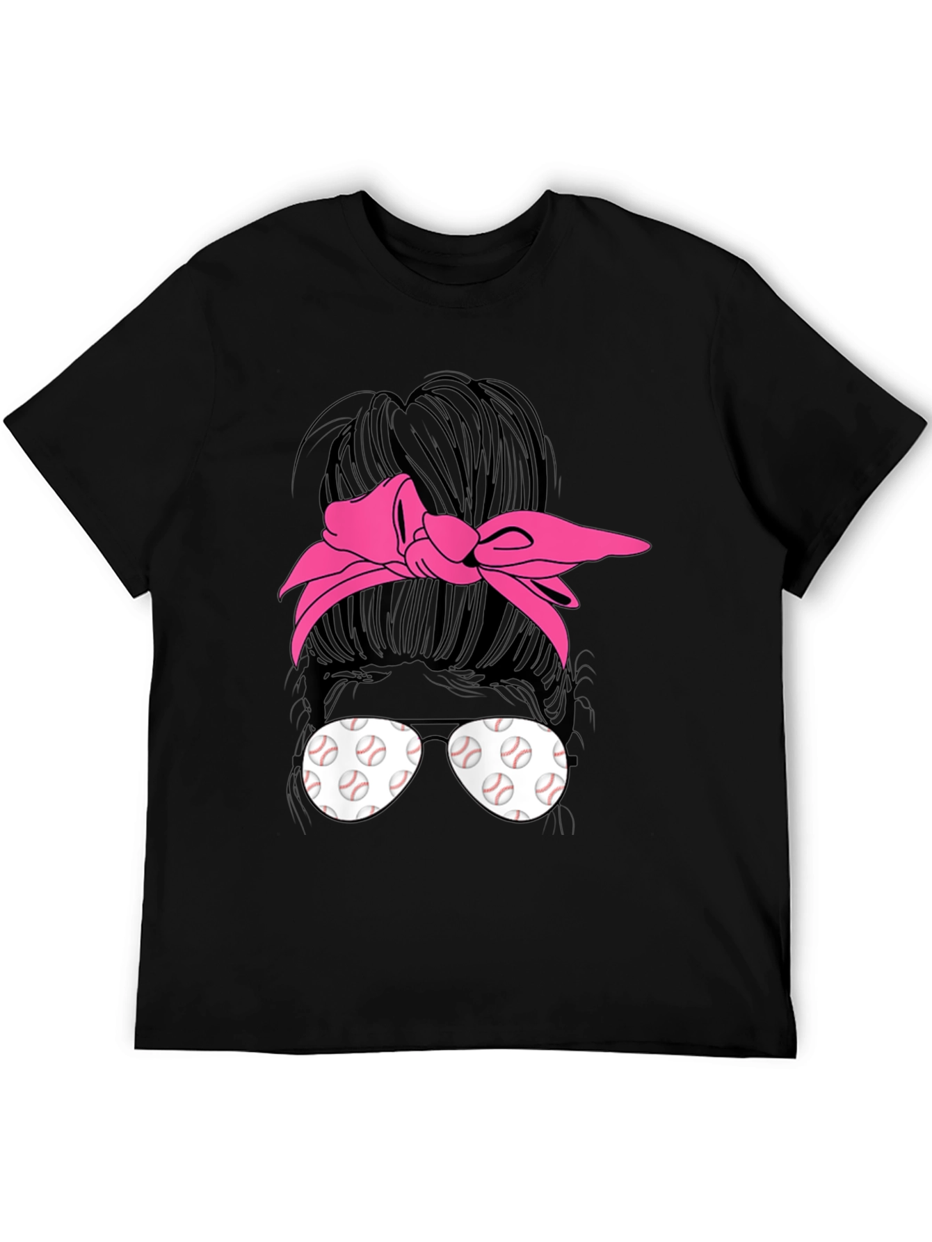 Baseball Messy Bun T-Shirt Funny Womens Mom Tee