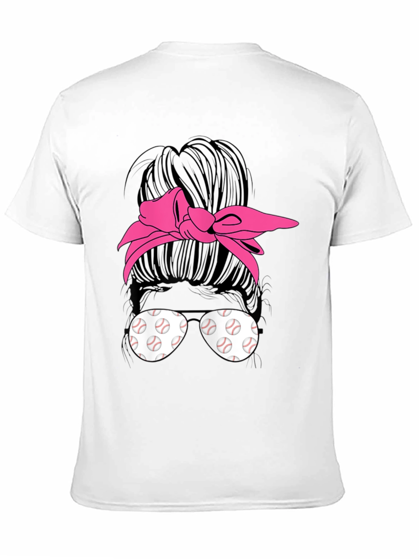 Baseball Messy Bun T-Shirt Funny Womens Mom Tee