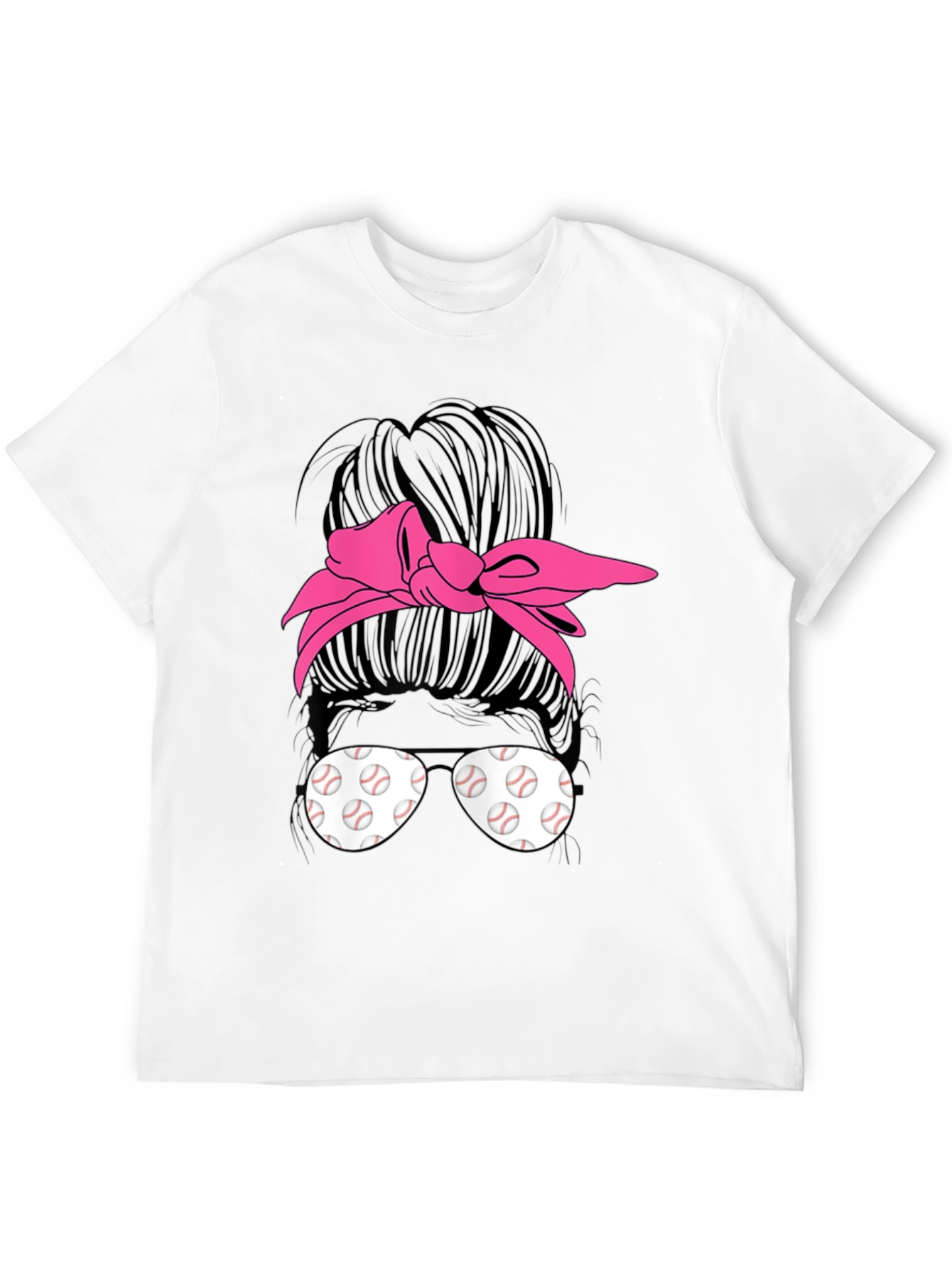 Baseball Messy Bun T-Shirt Funny Womens Mom Tee