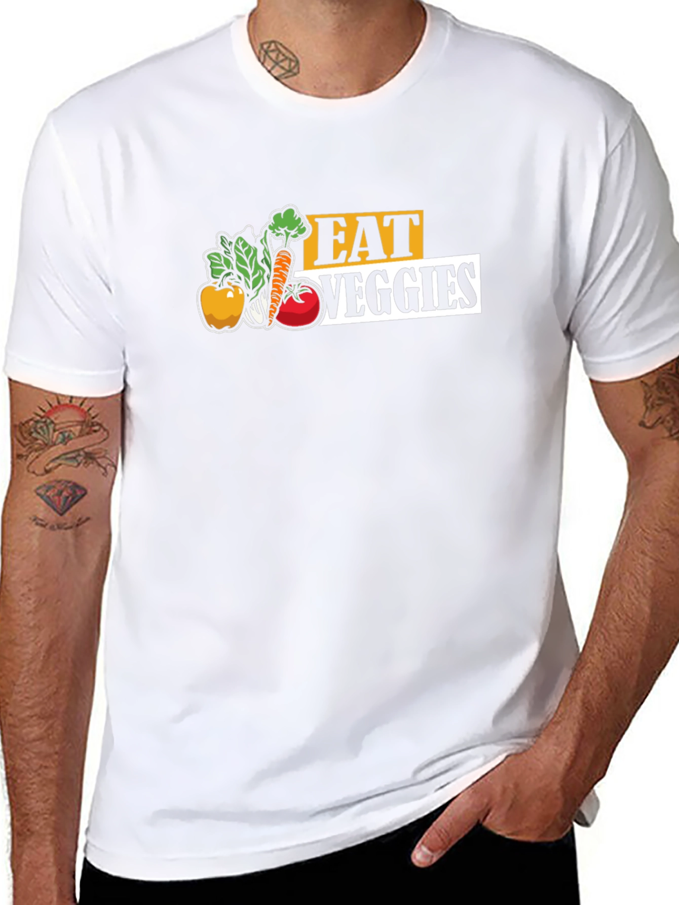 Eat Veggies Graphic Tee - Black Cotton T-Shirt