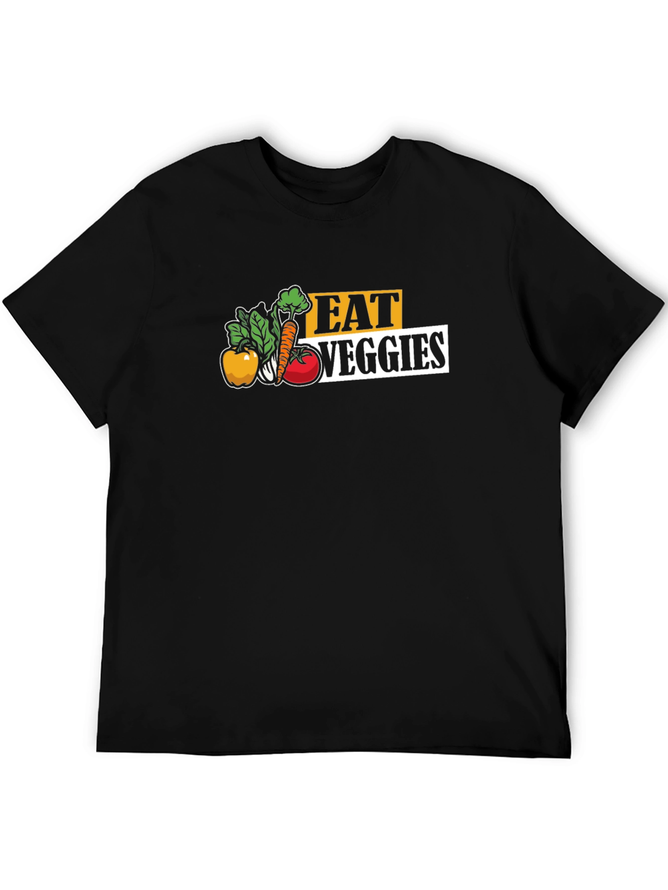 Eat Veggies Graphic Tee - Black Cotton T-Shirt