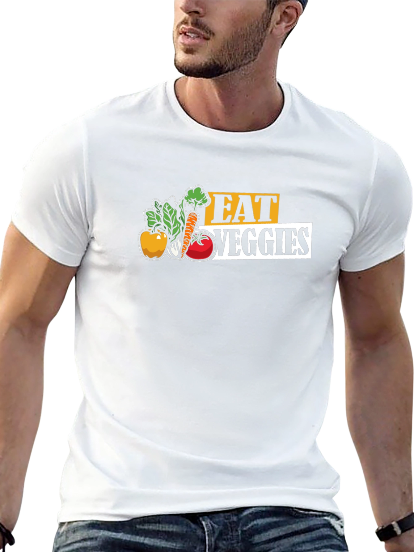 Eat Veggies Graphic Tee - Black Cotton T-Shirt