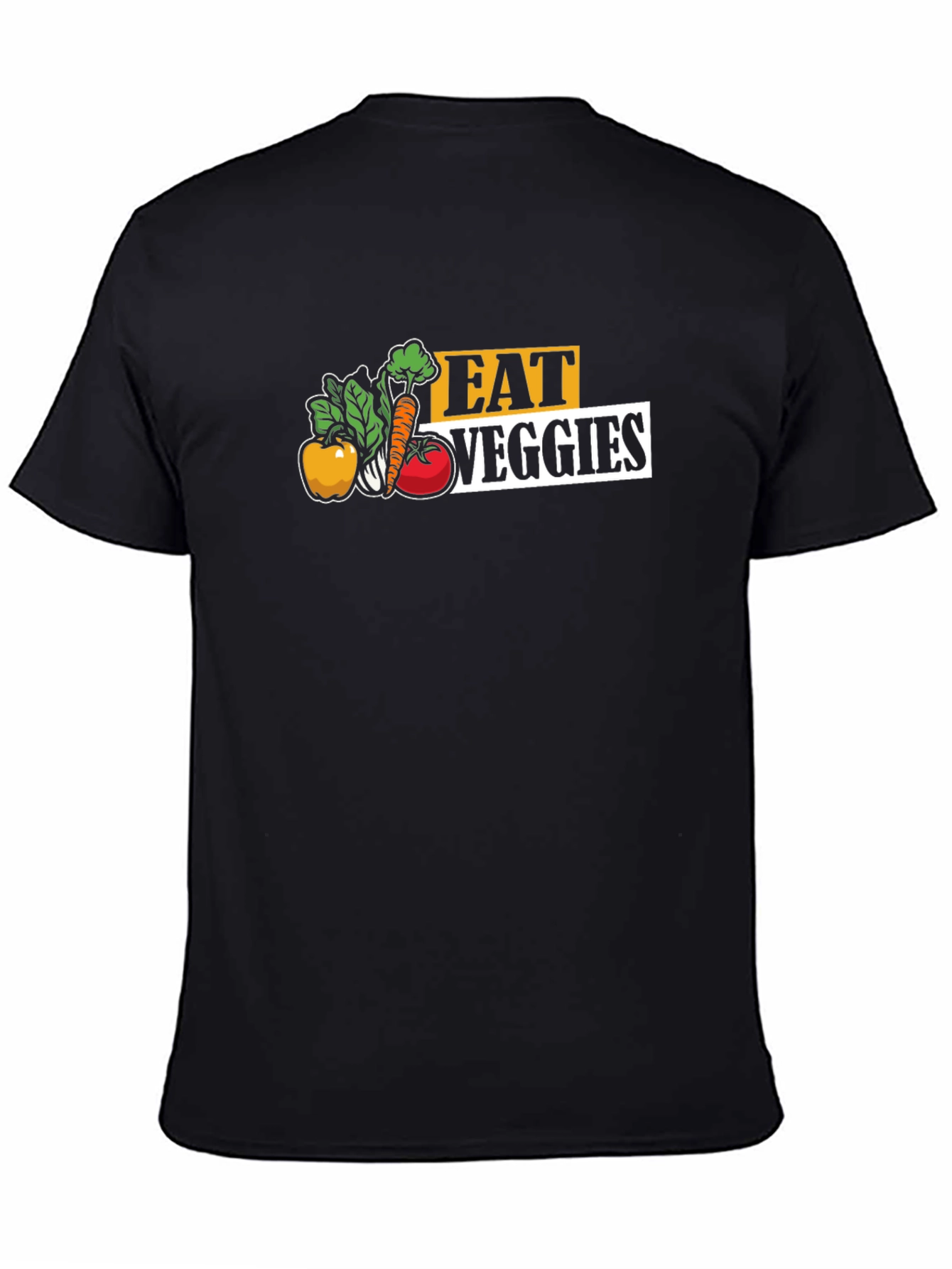 Eat Veggies Graphic Tee - Black Cotton T-Shirt