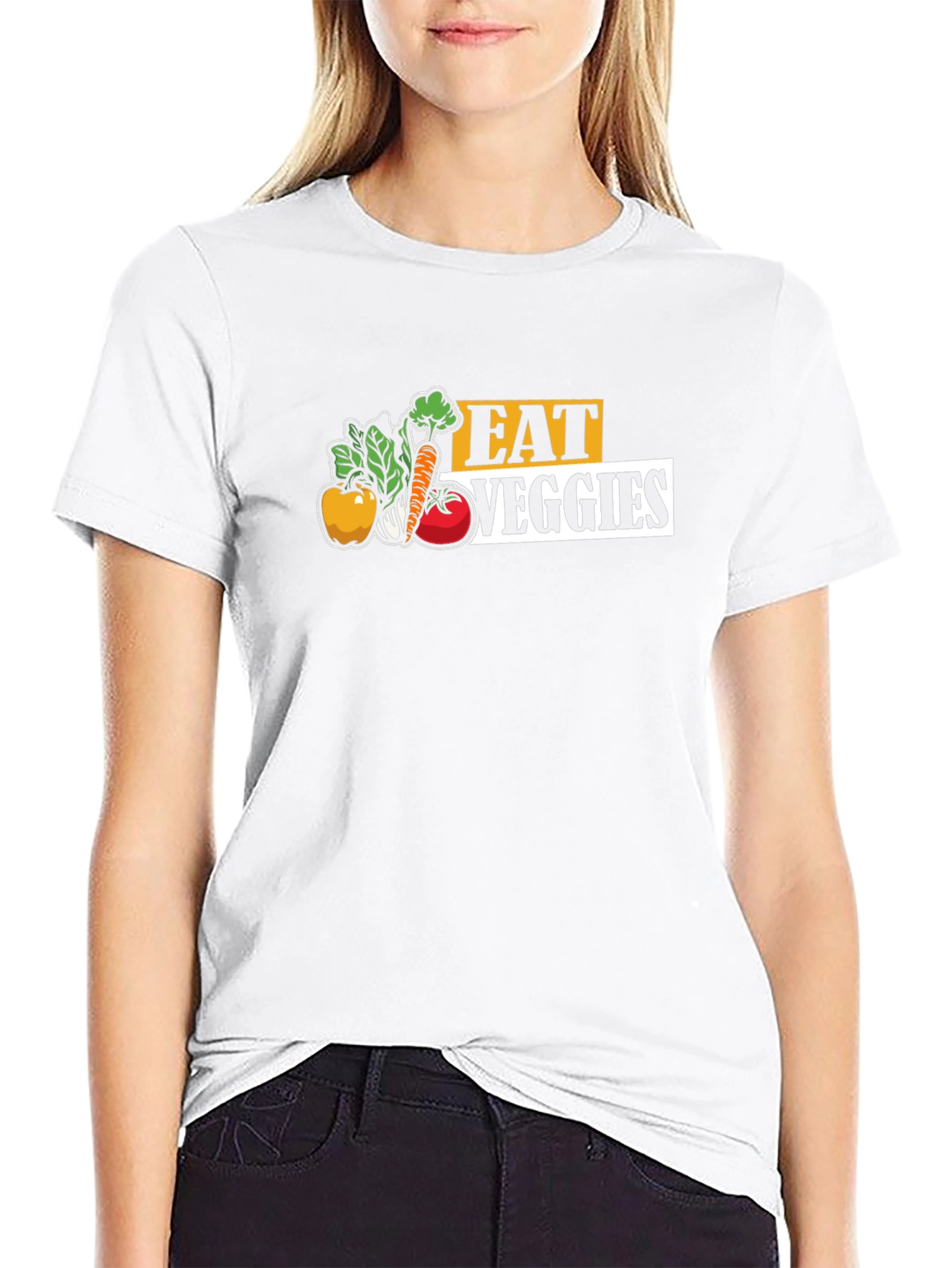 Eat Veggies Graphic Tee - Black Cotton T-Shirt