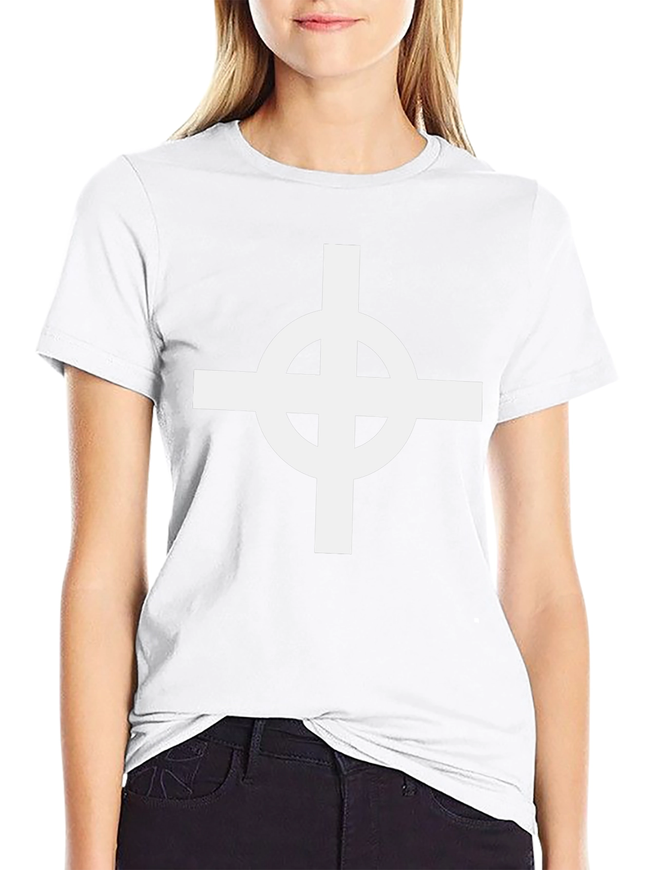 Celtic Cross Graphic Tee - Black Cotton Blend Shirt