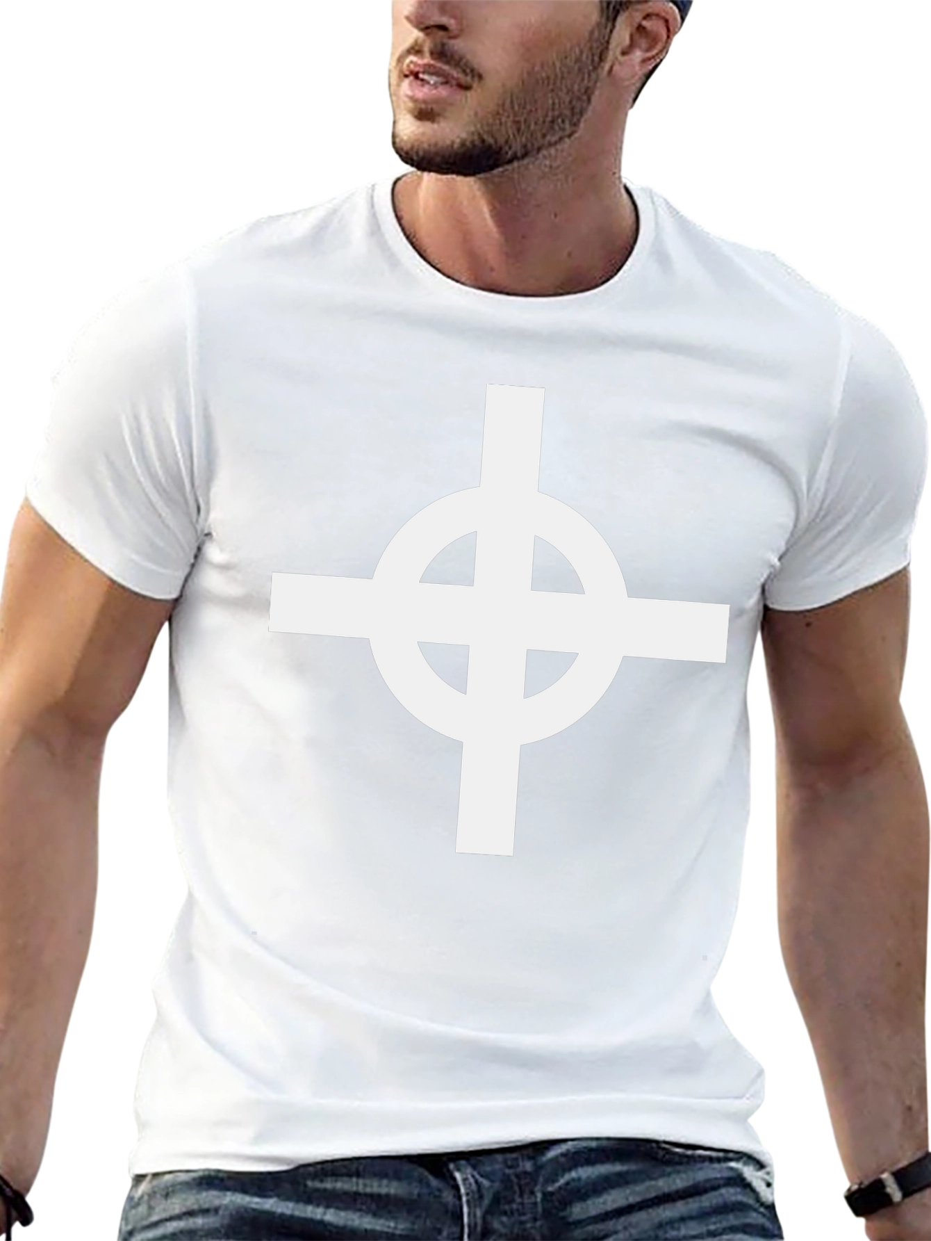 Celtic Cross Graphic Tee - Black Cotton Blend Shirt