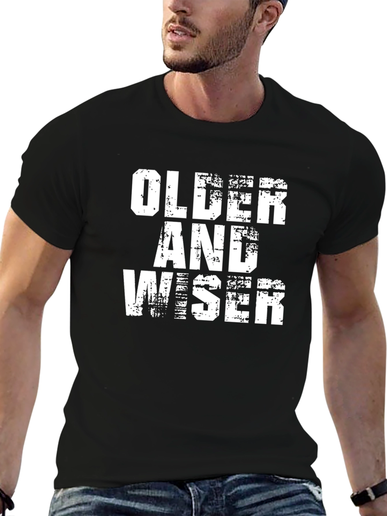 Older and Wiser Graphic Print Black T-Shirt