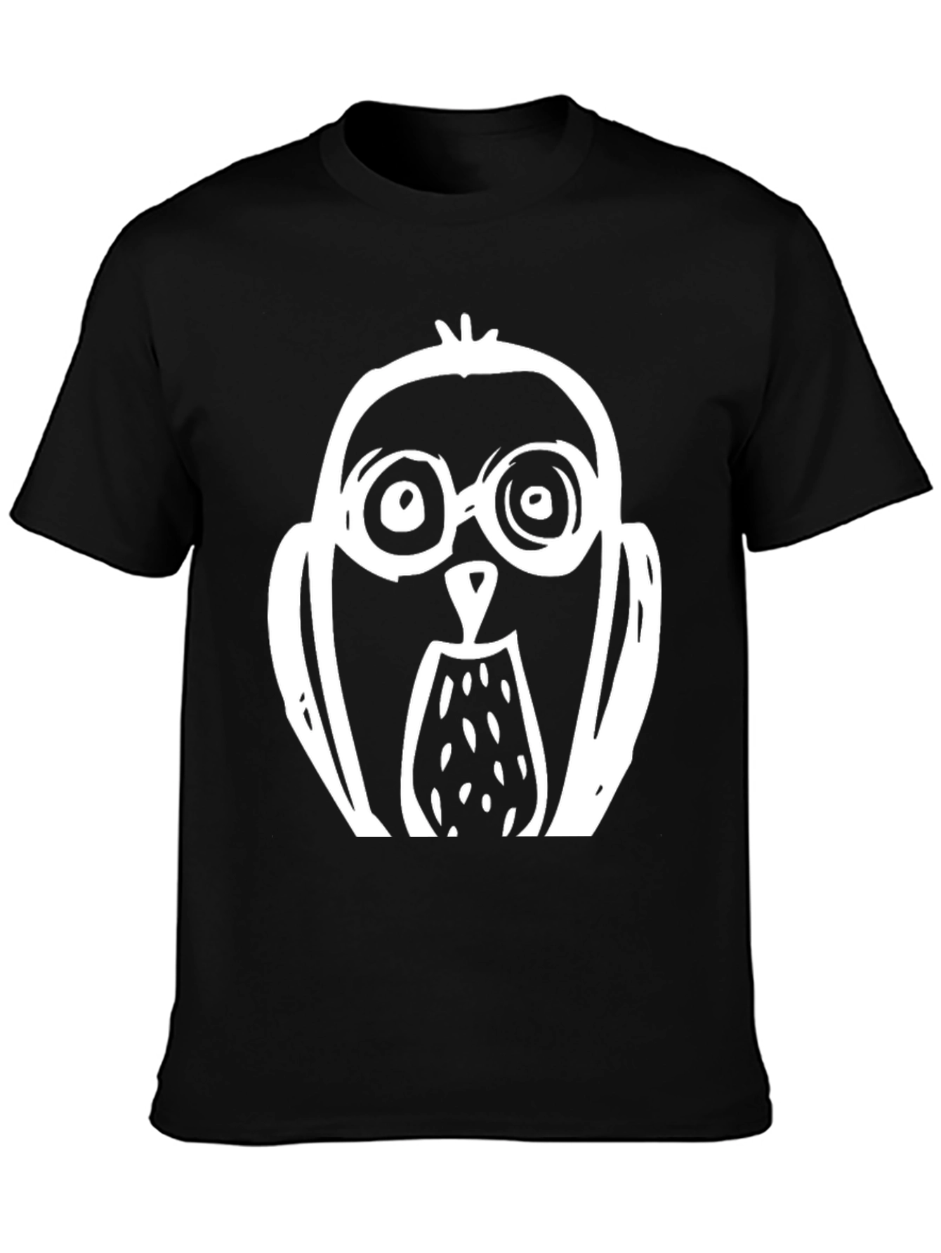 Owl Graphic Print Mens T-Shirt - Black