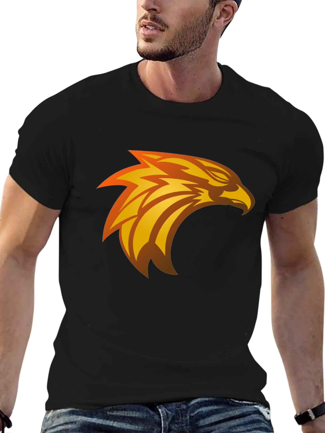 Black T-Shirt with Eagle Graphic Design