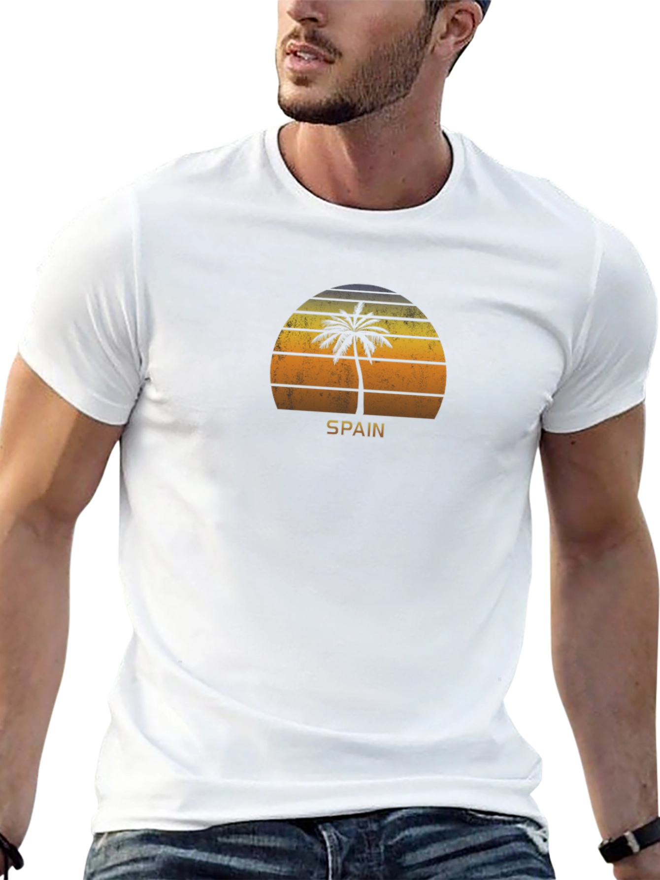 Spain Palm Tree Sunset T-Shirt - Retro Graphic Tee
