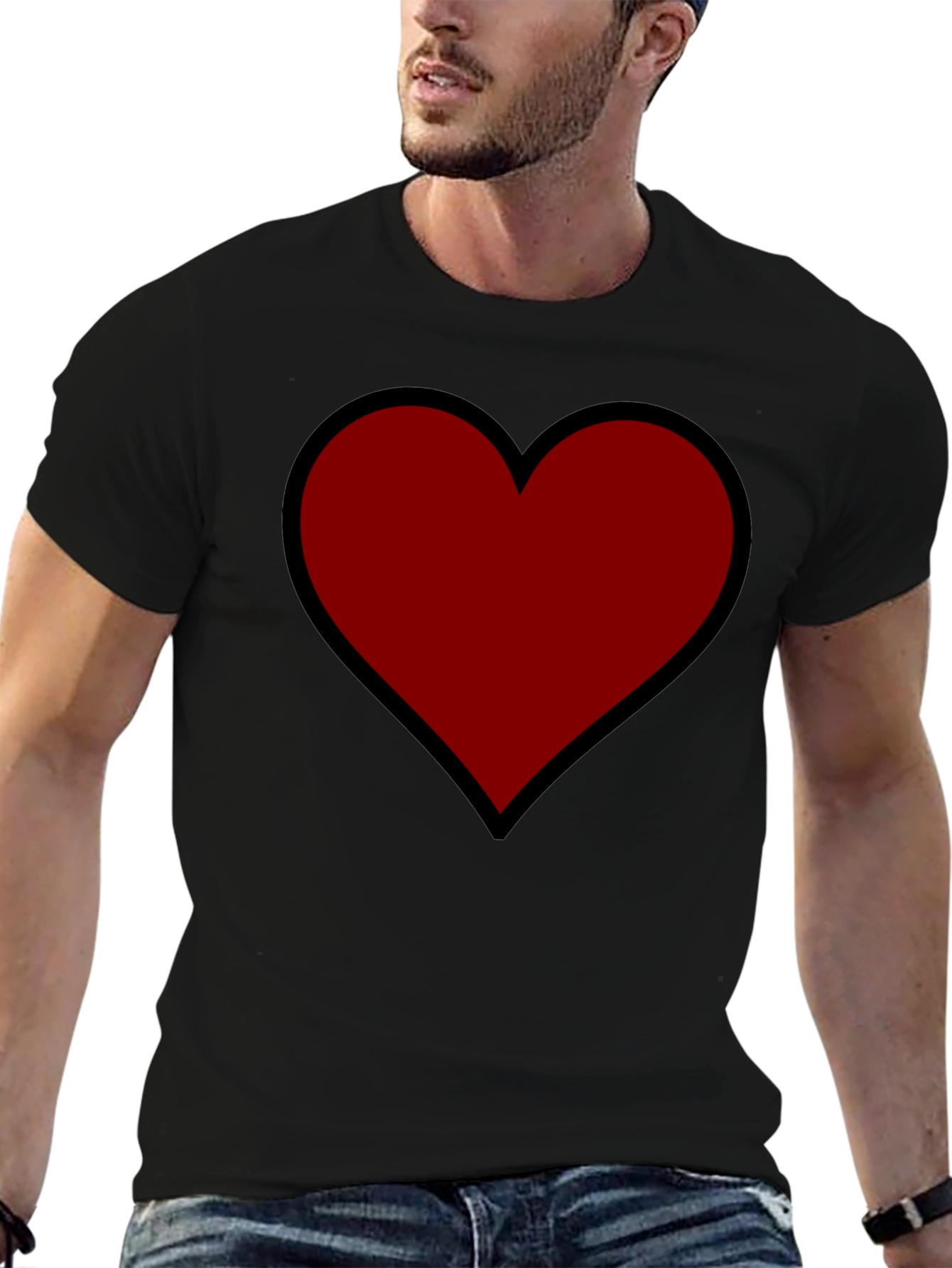 Bold Heart Graphic Tee - Black Cotton Comfort
