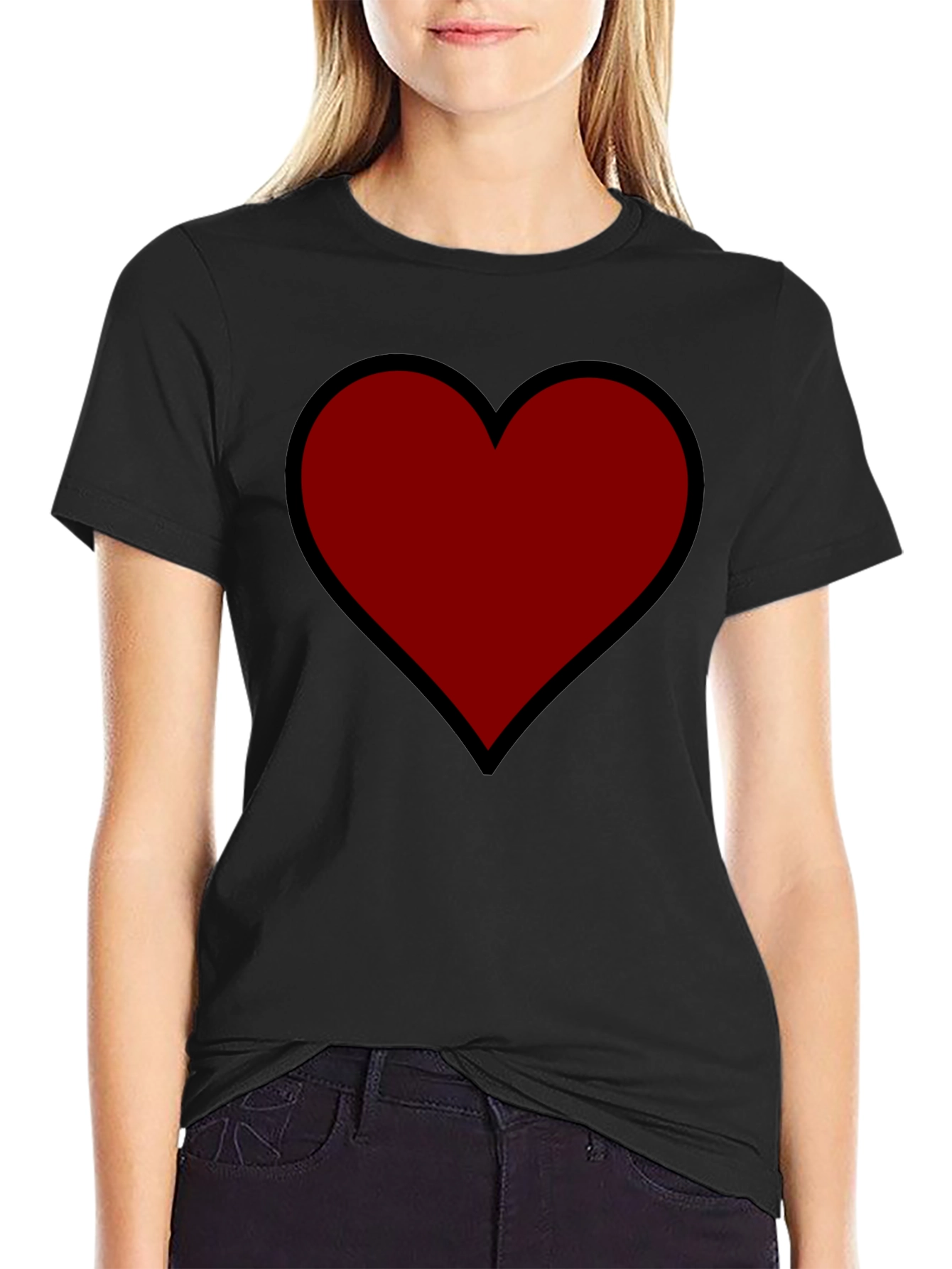 Bold Heart Graphic Tee - Black Cotton Comfort