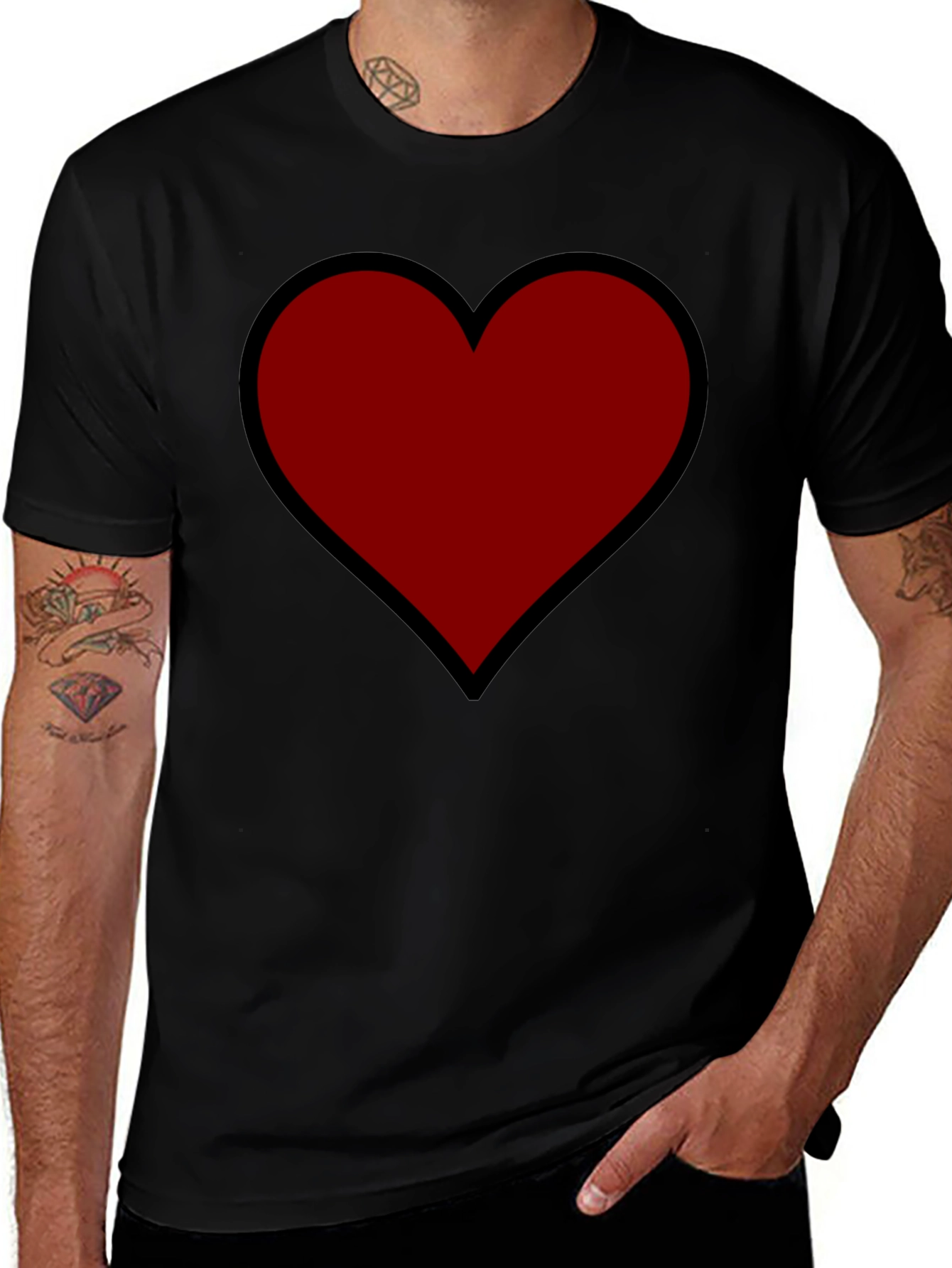 Bold Heart Graphic Tee - Black Cotton Comfort