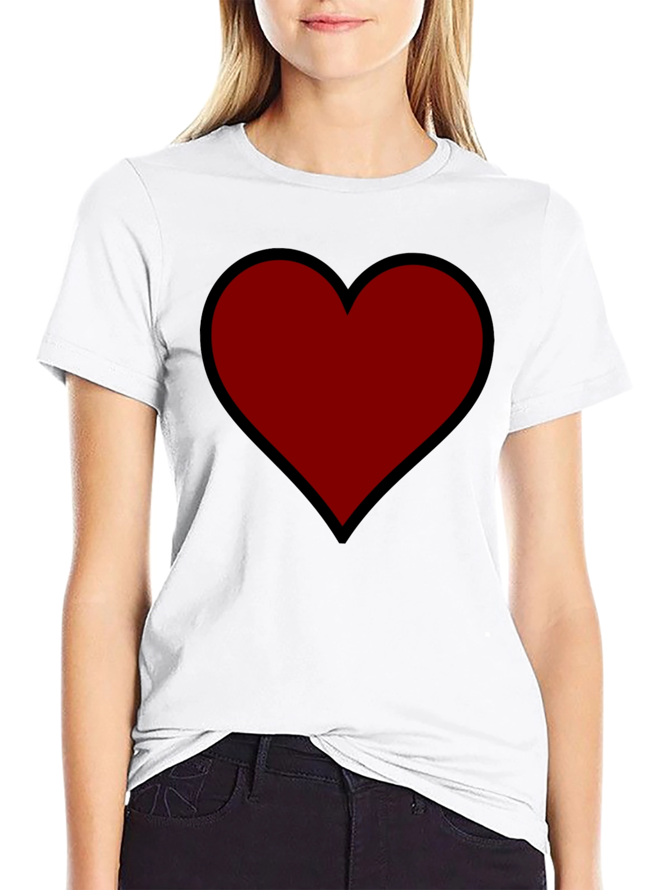 Bold Heart Graphic Tee - Black Cotton Comfort
