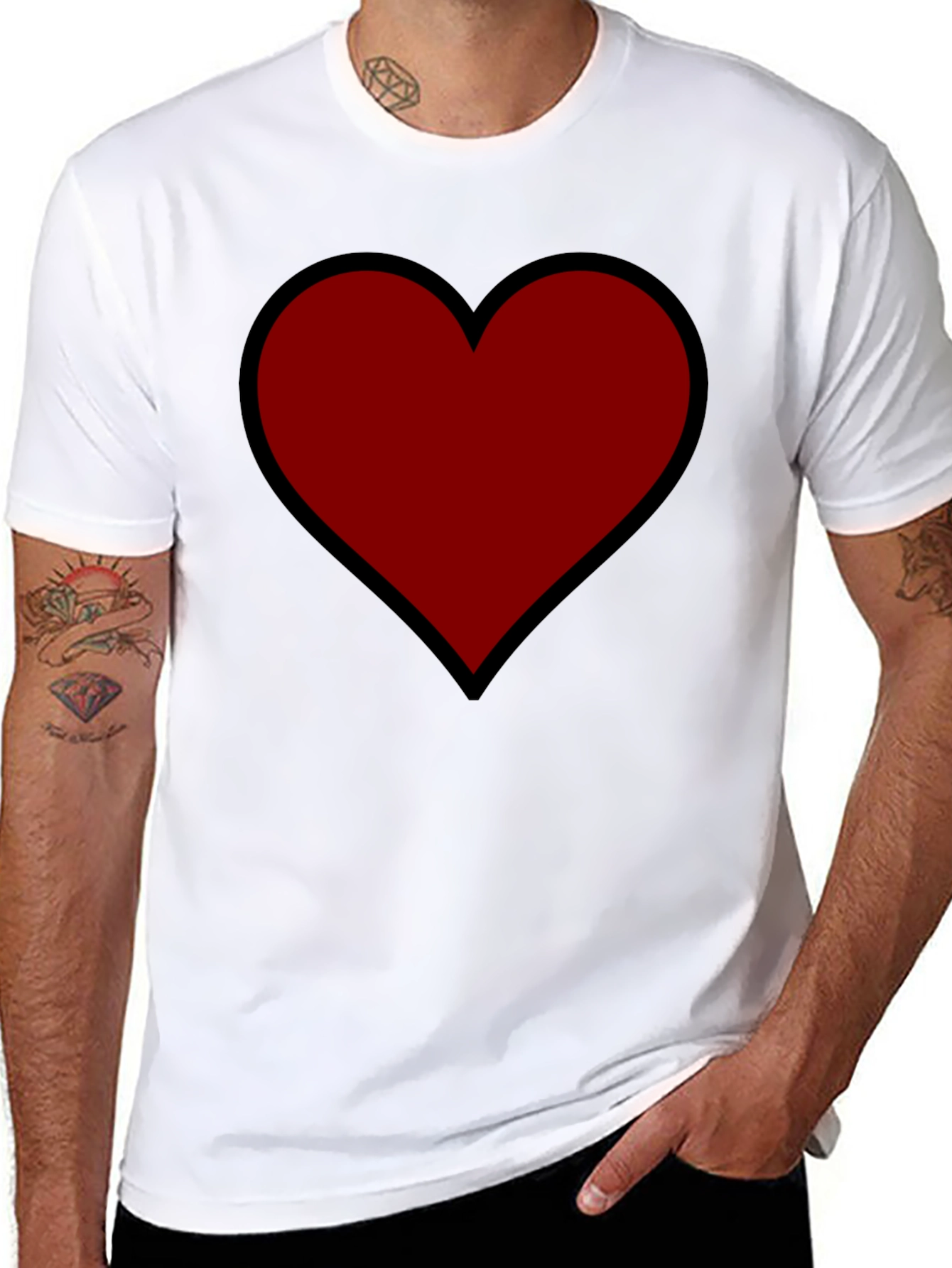 Bold Heart Graphic Tee - Black Cotton Comfort