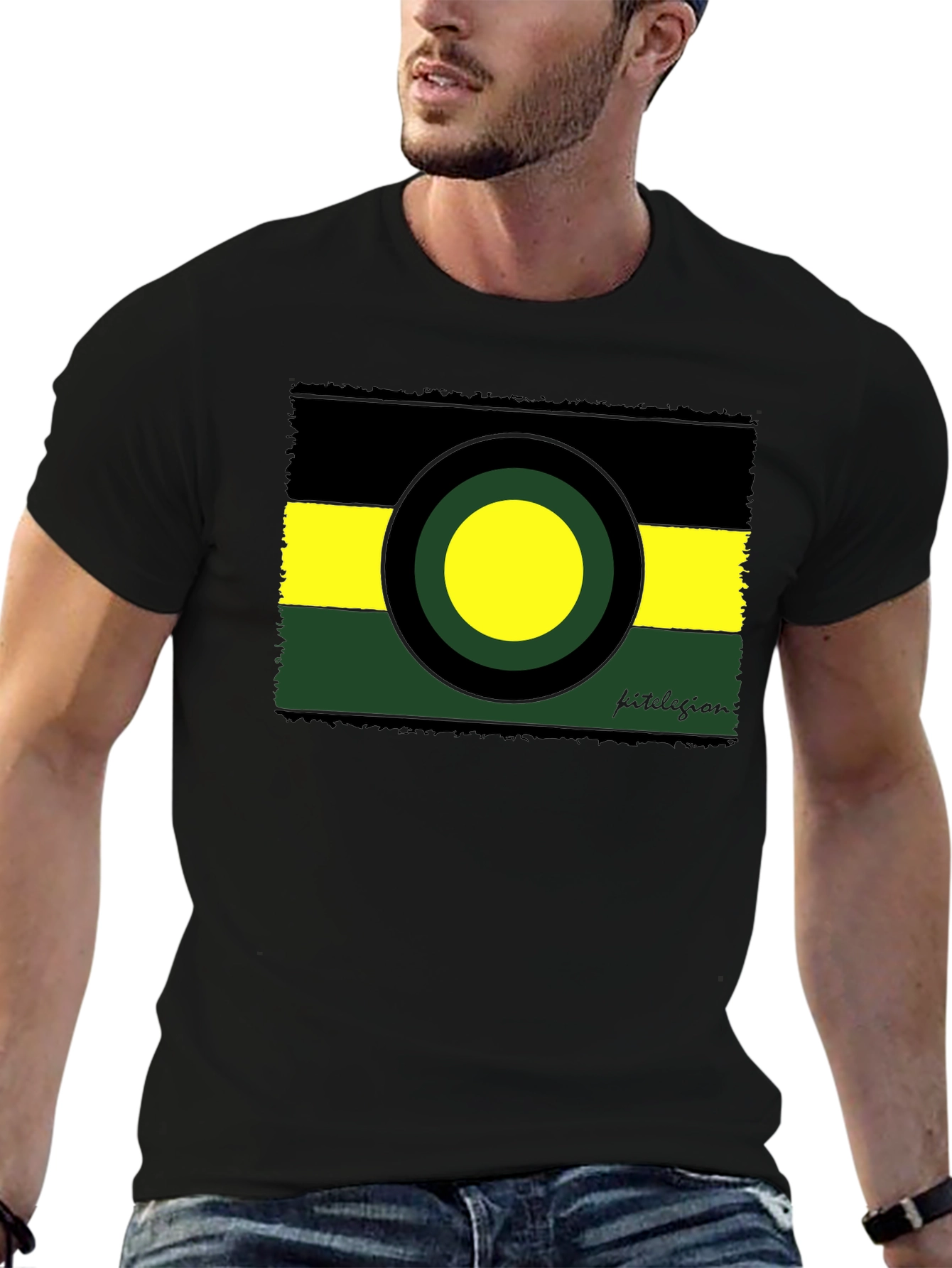 Abstract Geometric Graphic Tee - Black