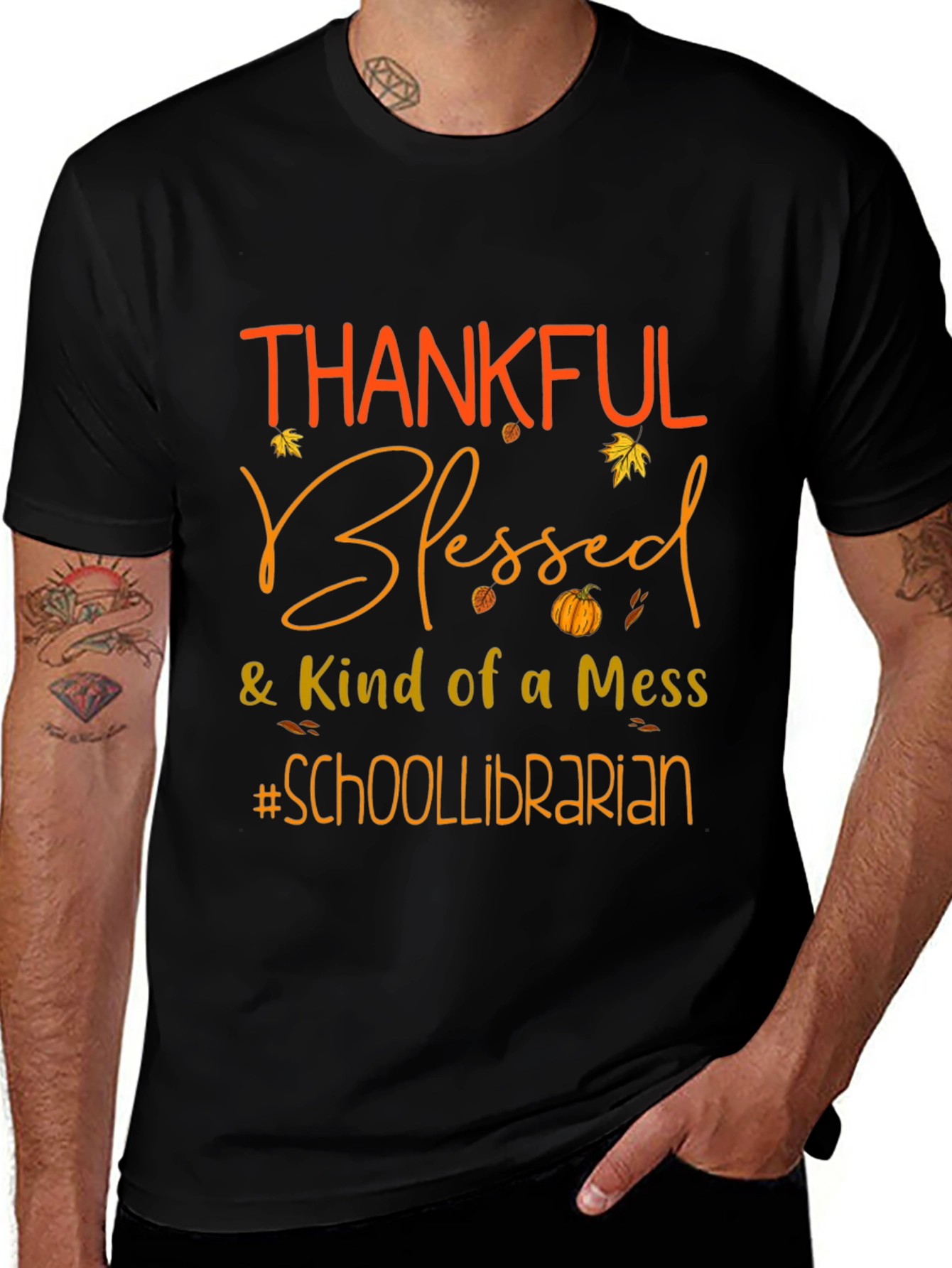 Thankful Blessed School Librarian Graphic Tee