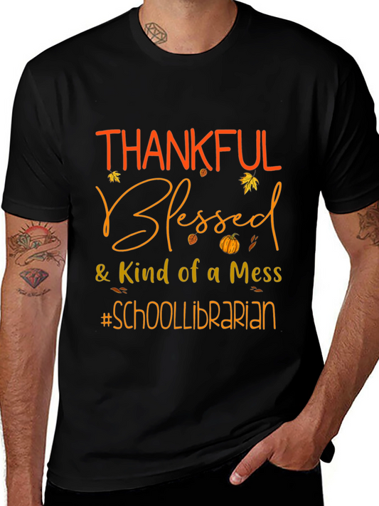 Thankful Blessed School Librarian Graphic Tee