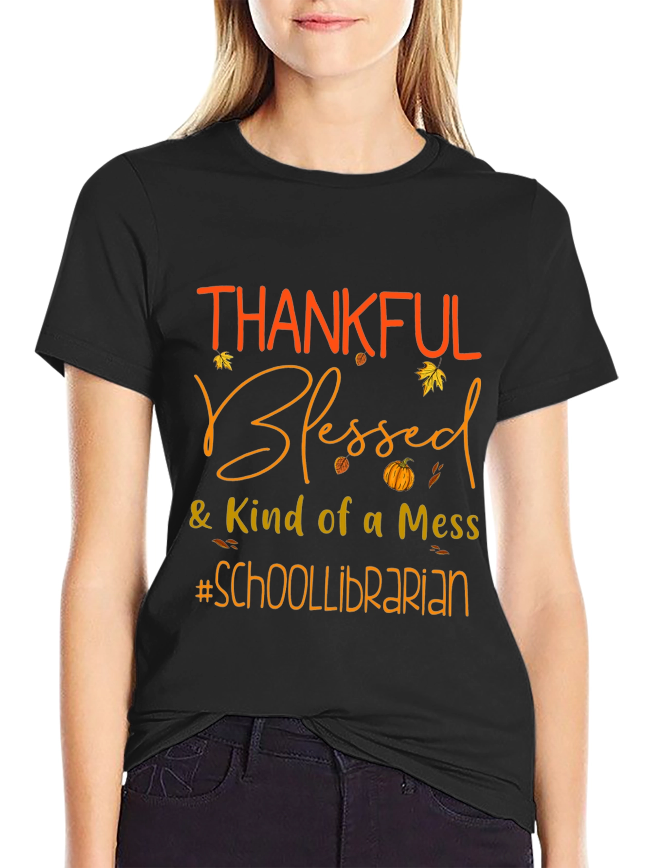 Thankful Blessed School Librarian Graphic Tee