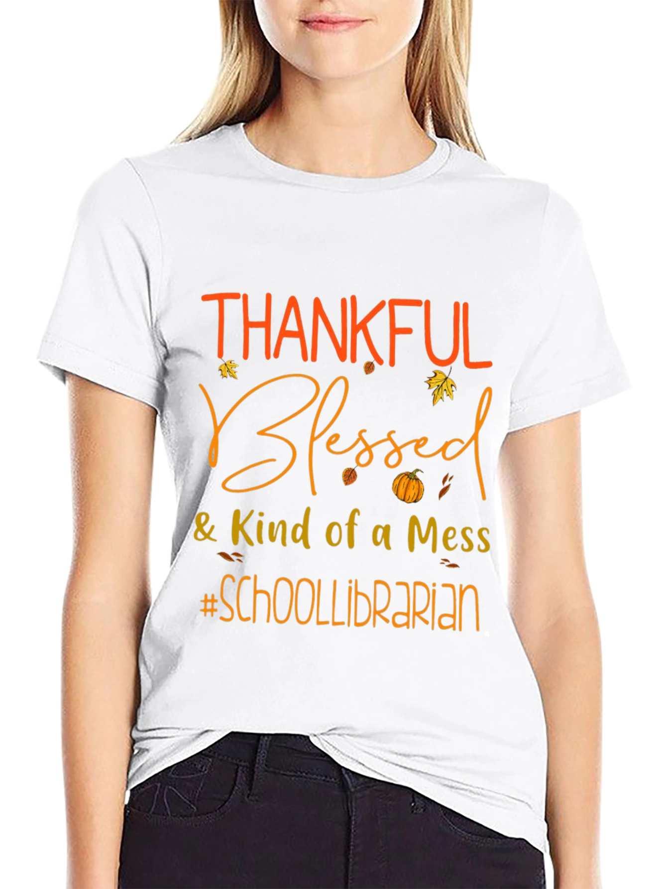 Thankful Blessed School Librarian Graphic Tee