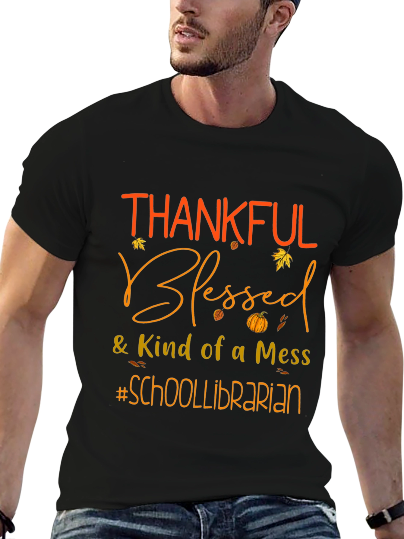 Thankful Blessed School Librarian Graphic Tee