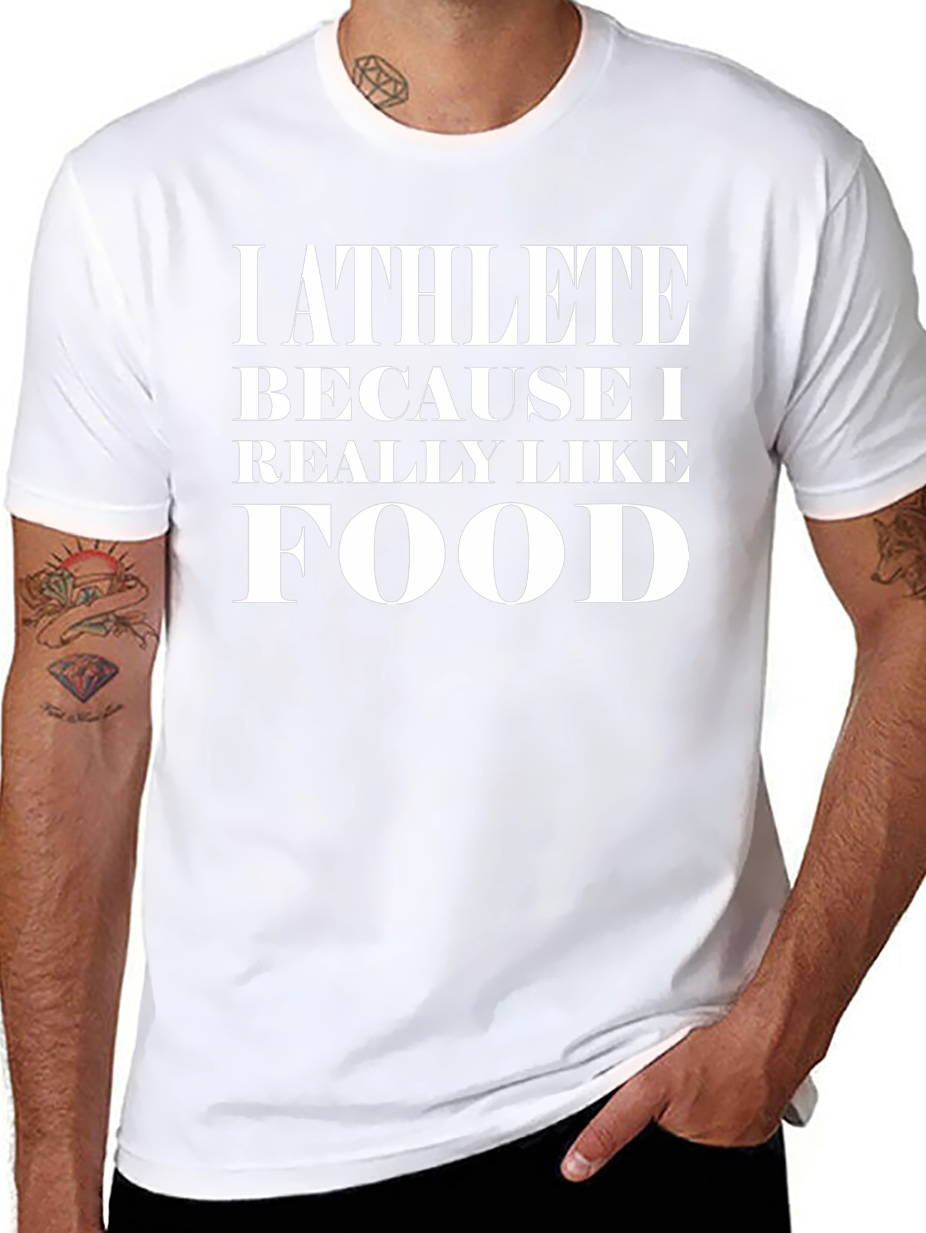 Athlete Because I Like Food Black T-Shirt