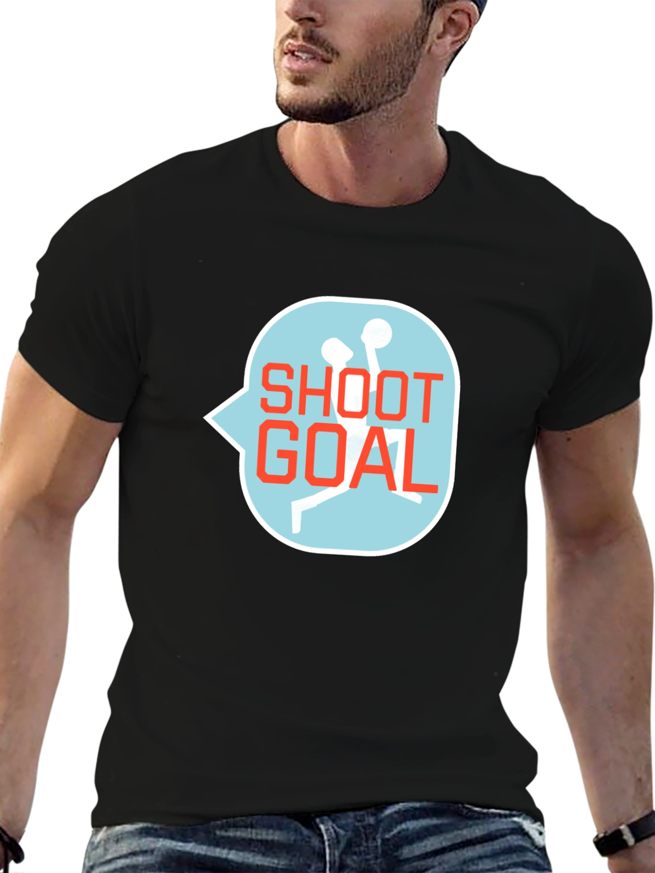 Shoot Goal Graphic Tee - Stylish Black T-Shirt