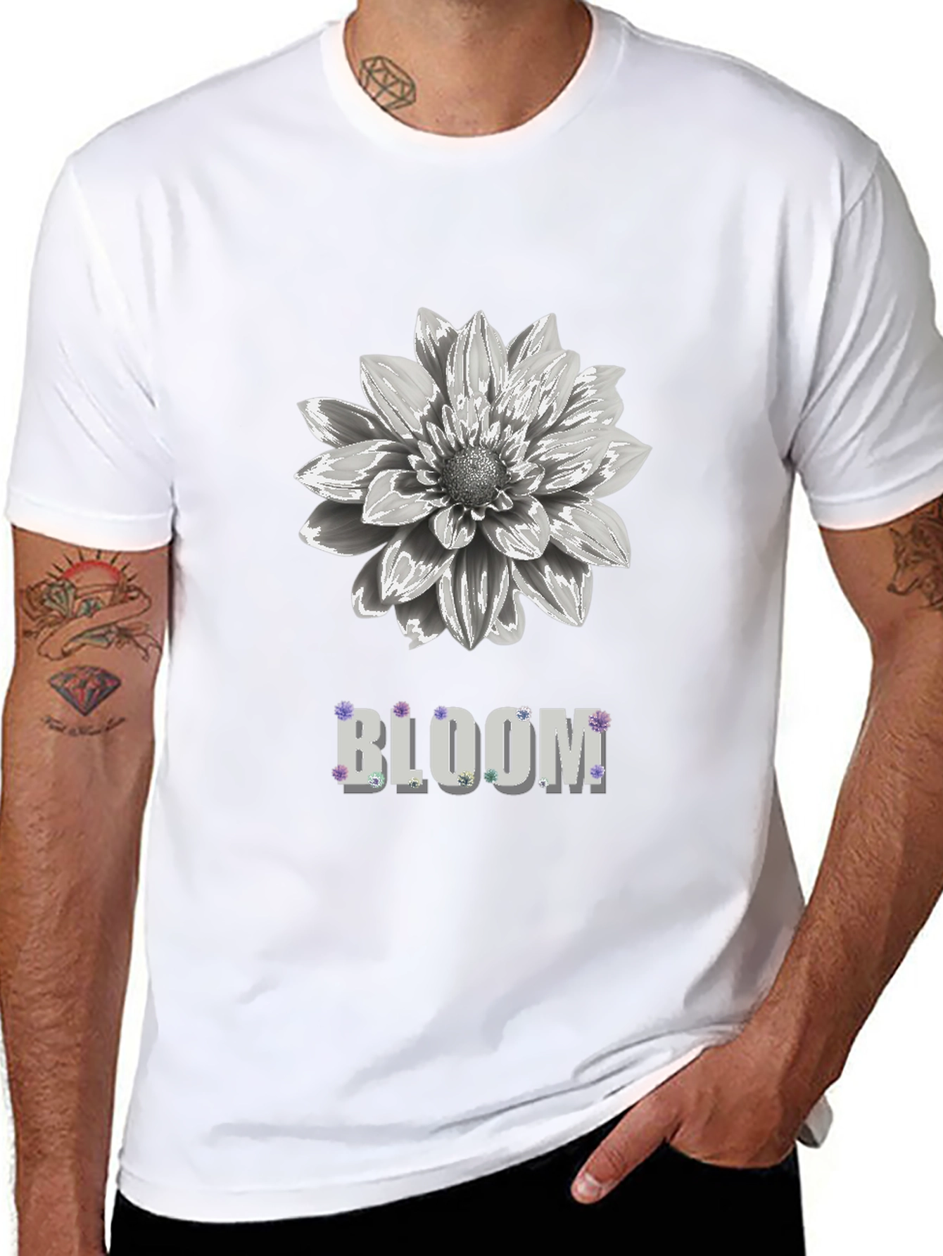 Bloom Flower Graphic Black Tee