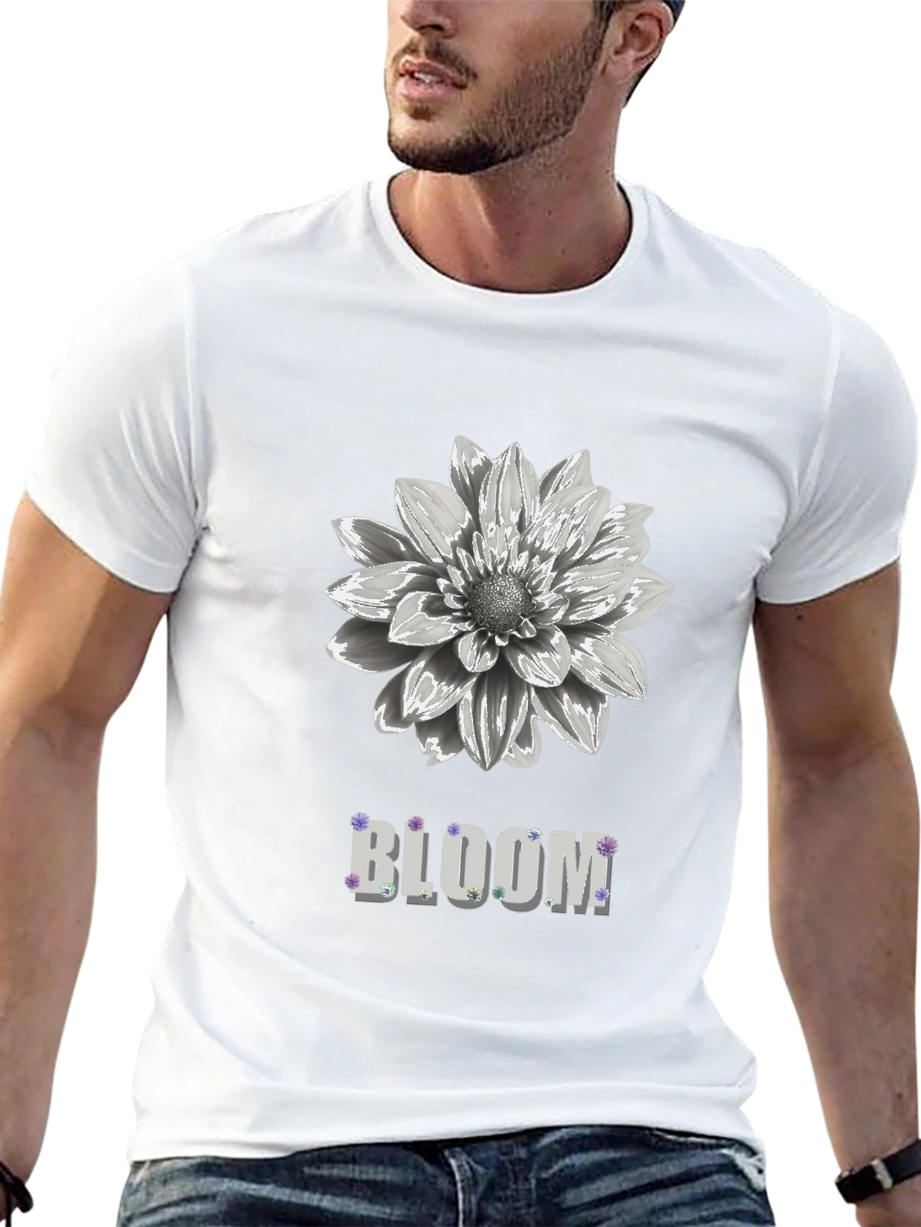 Bloom Flower Graphic Black Tee
