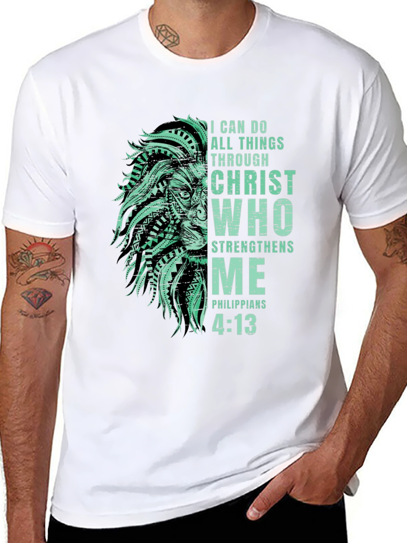 Lion & Scripture Graphic Print Tee