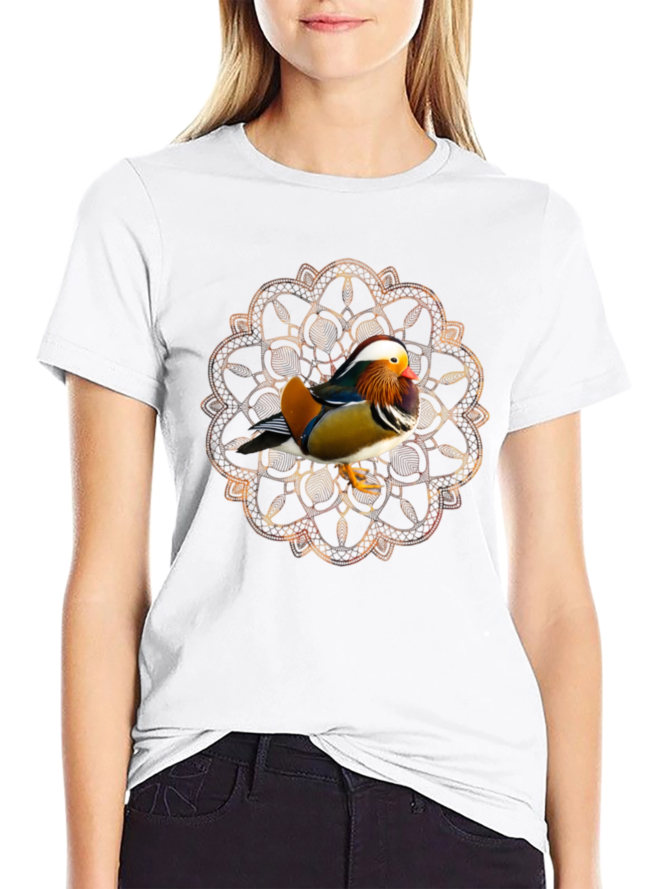Mandarin Duck Mandala Graphic Tee - Stylish Mens T-Shirt