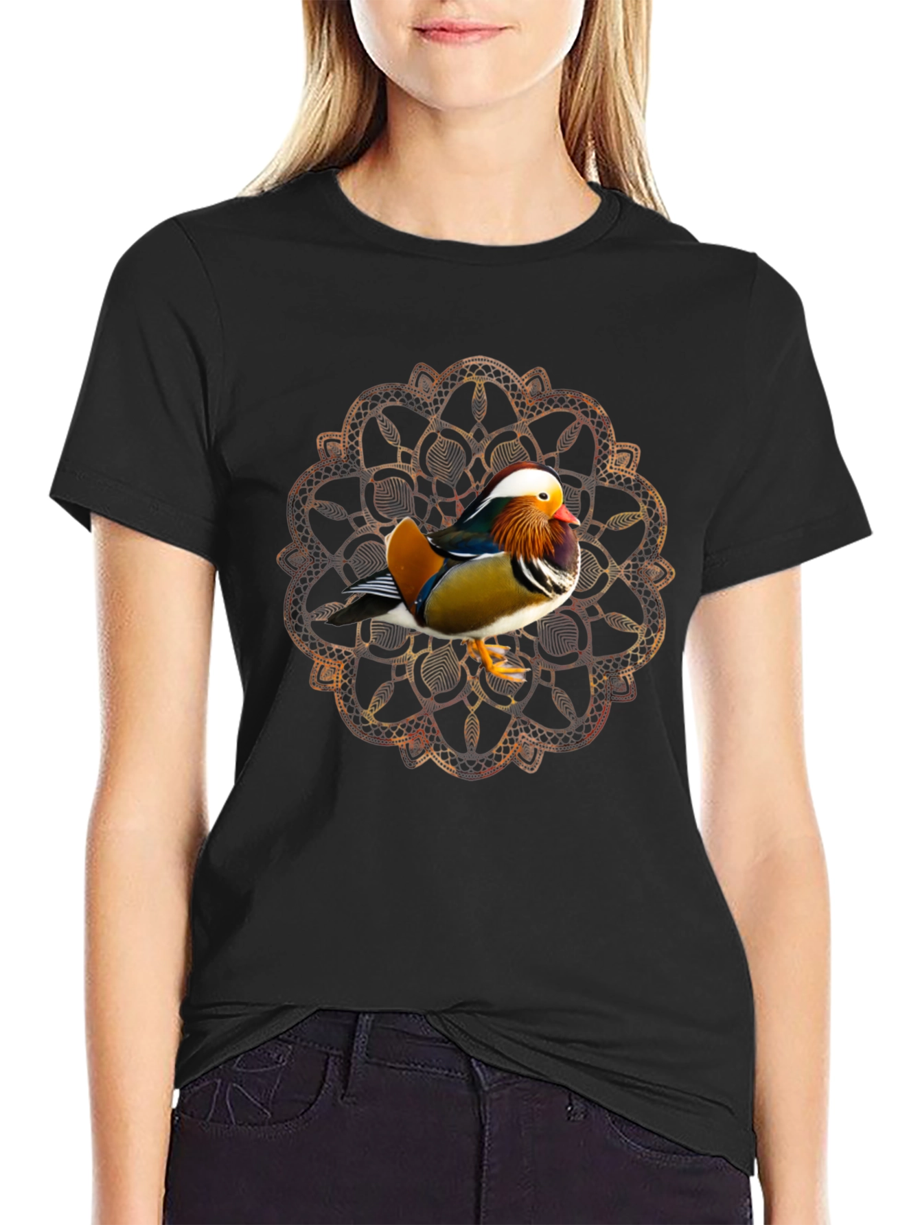 Mandarin Duck Mandala Graphic Tee - Stylish Mens T-Shirt