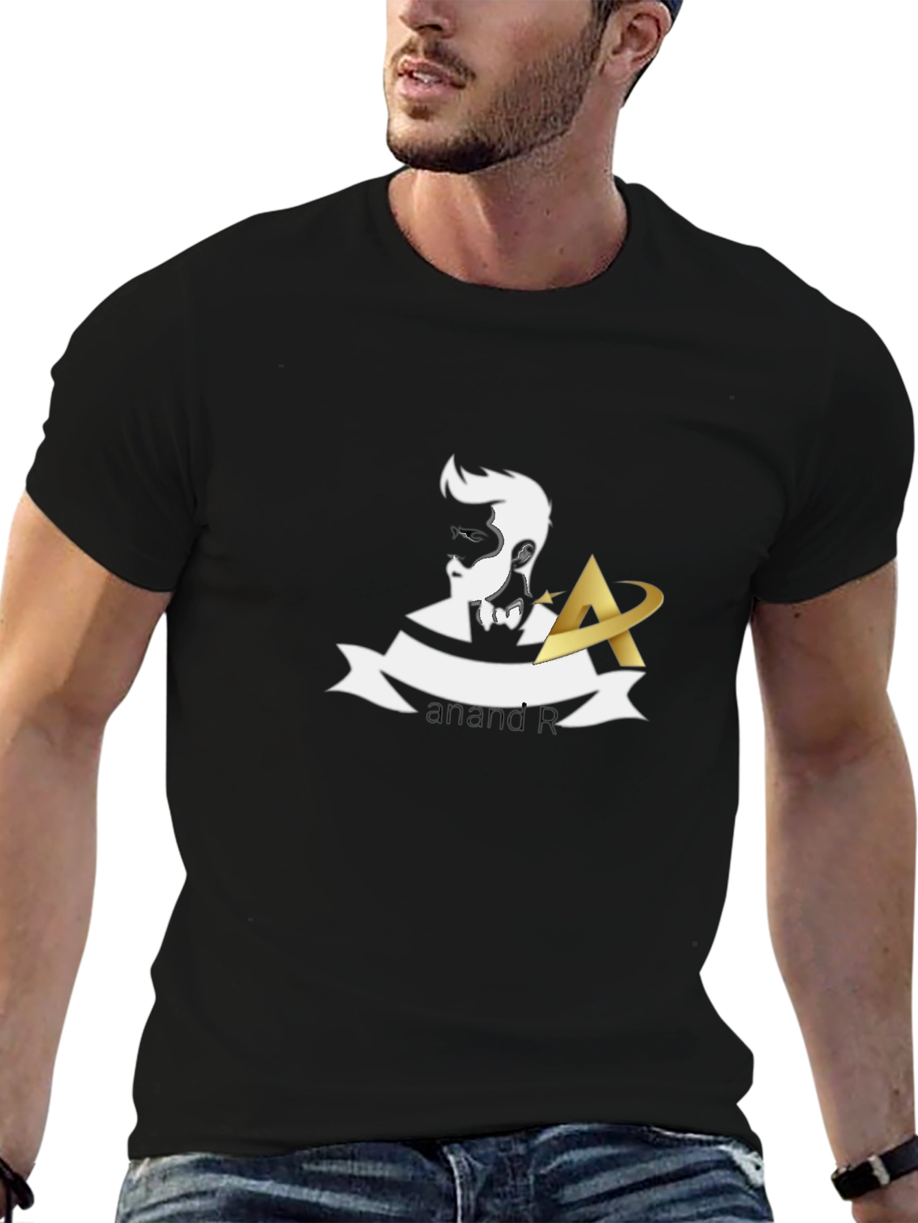 Stylish Mens Black T-Shirt with Graphic Print