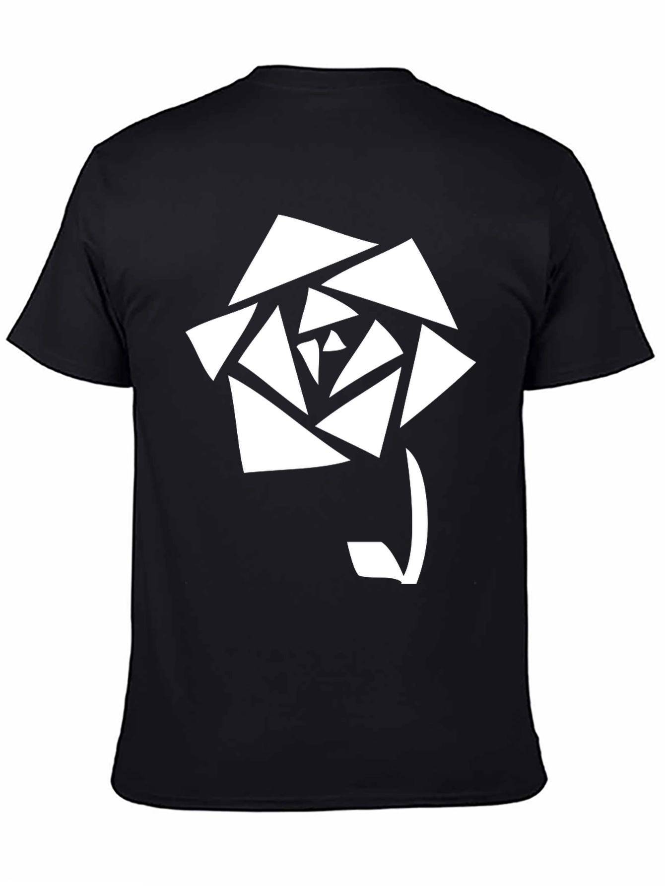 Geometric Rose Graphic T-Shirt - Stylish Black Tee
