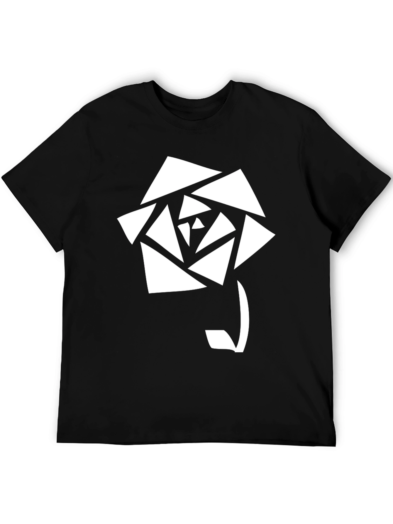 Geometric Rose Graphic T-Shirt - Stylish Black Tee