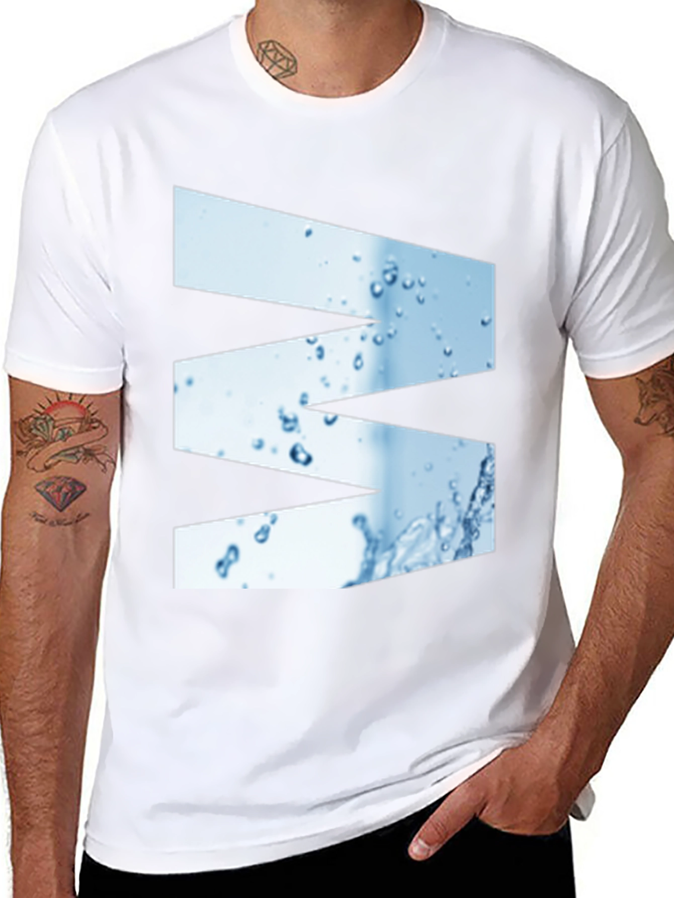 Abstract Water Graphic Tee - Modern Black T-Shirt