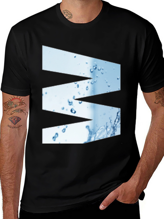 Abstract Water Graphic Tee - Modern Black T-Shirt