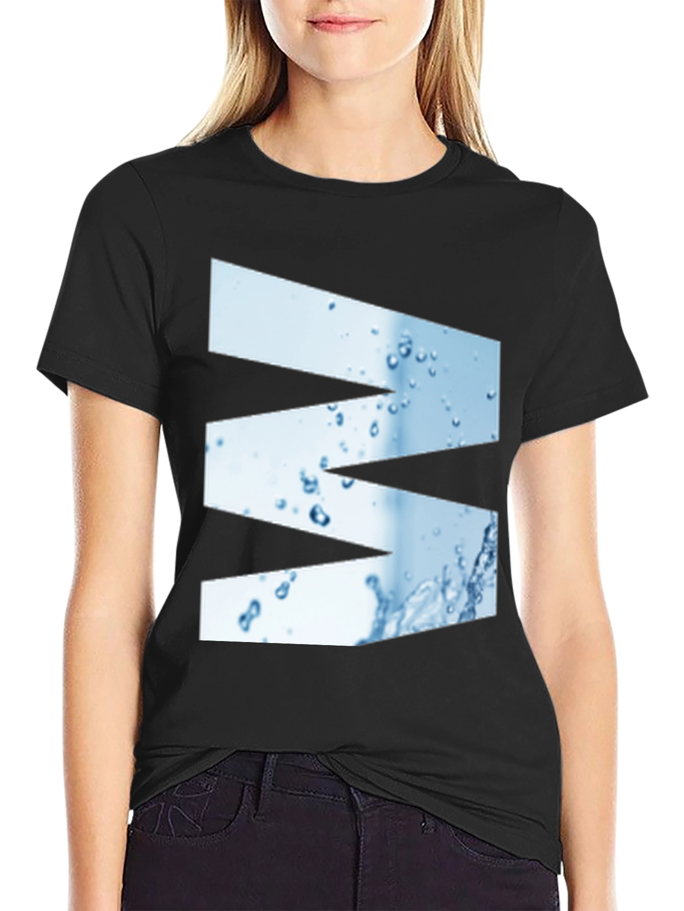 Abstract Water Graphic Tee - Modern Black T-Shirt