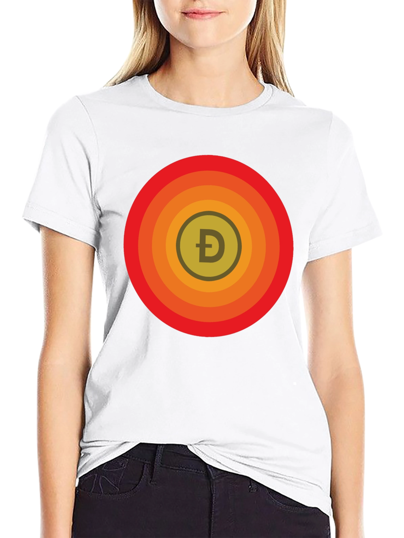 DogeCoin Retro Circle T-Shirt - Modern Crypto Style
