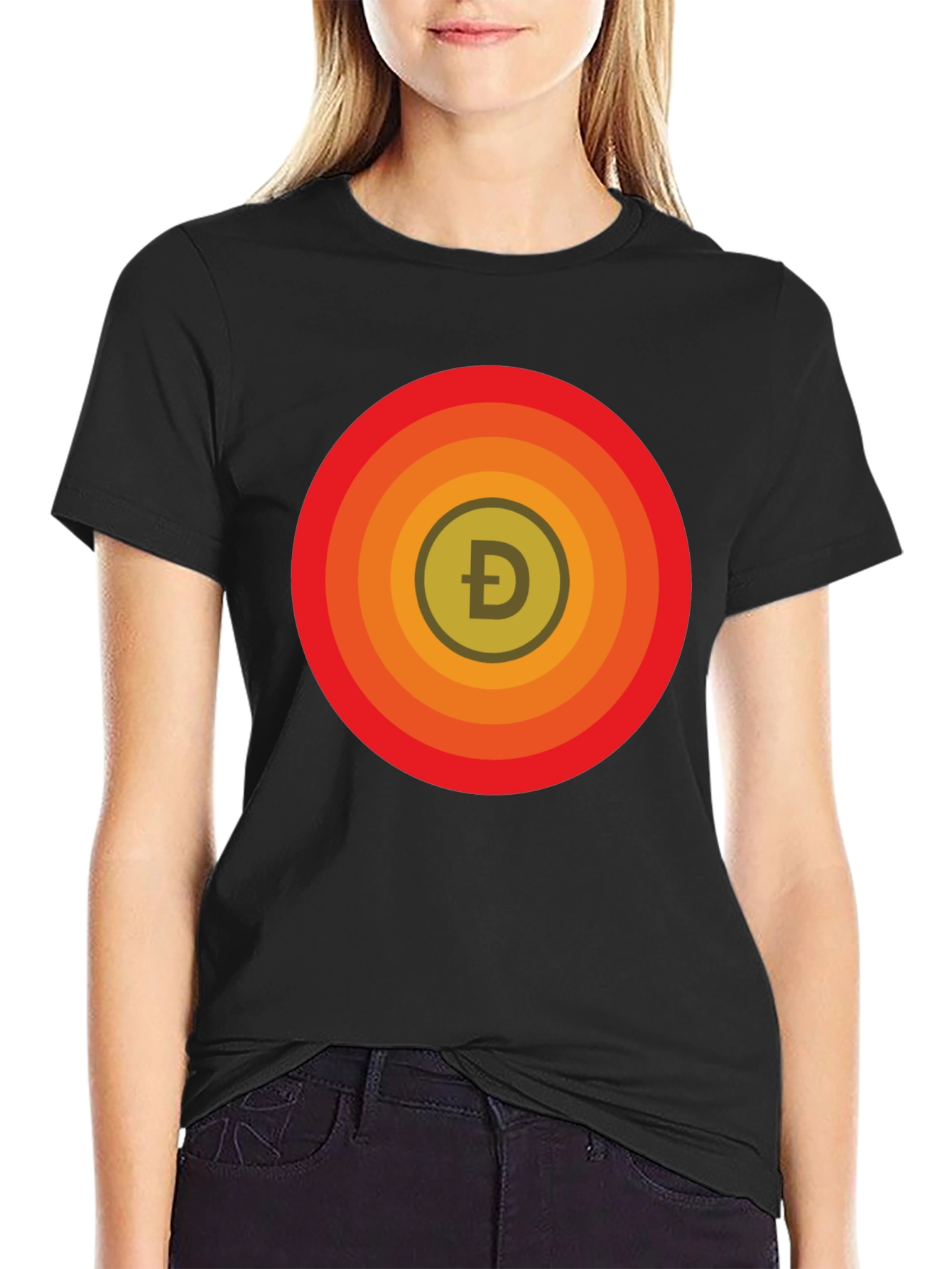 DogeCoin Retro Circle T-Shirt - Modern Crypto Style