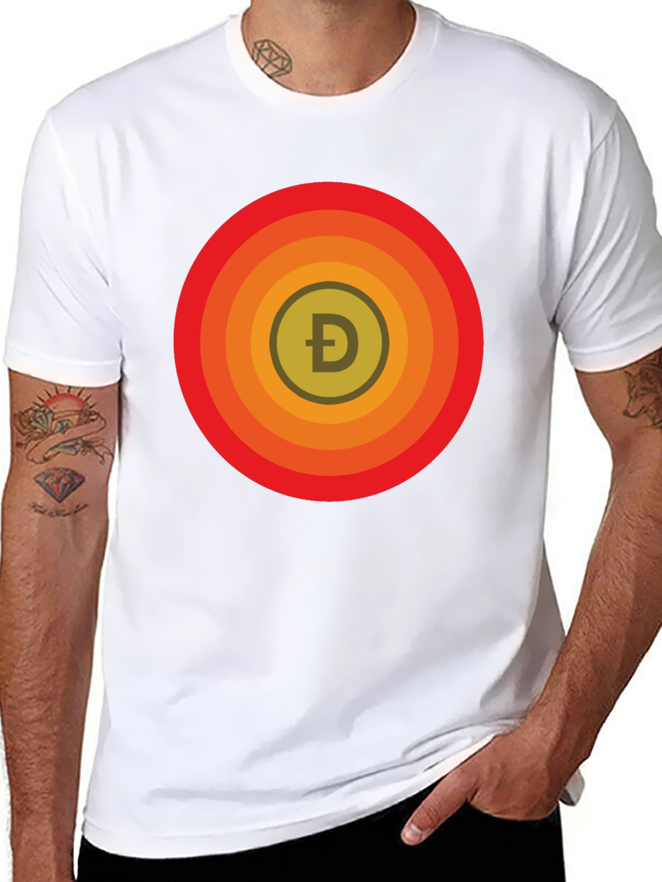DogeCoin Retro Circle T-Shirt - Modern Crypto Style