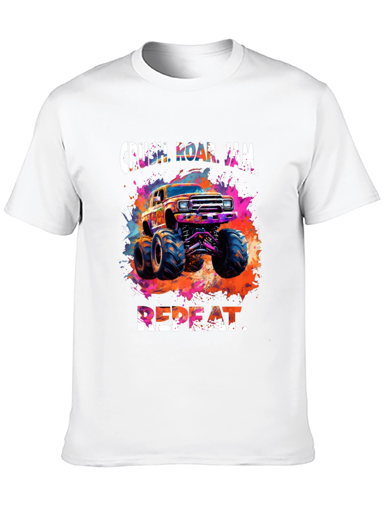 Crush Roar Jam Repeat Monster Truck T-Shirt