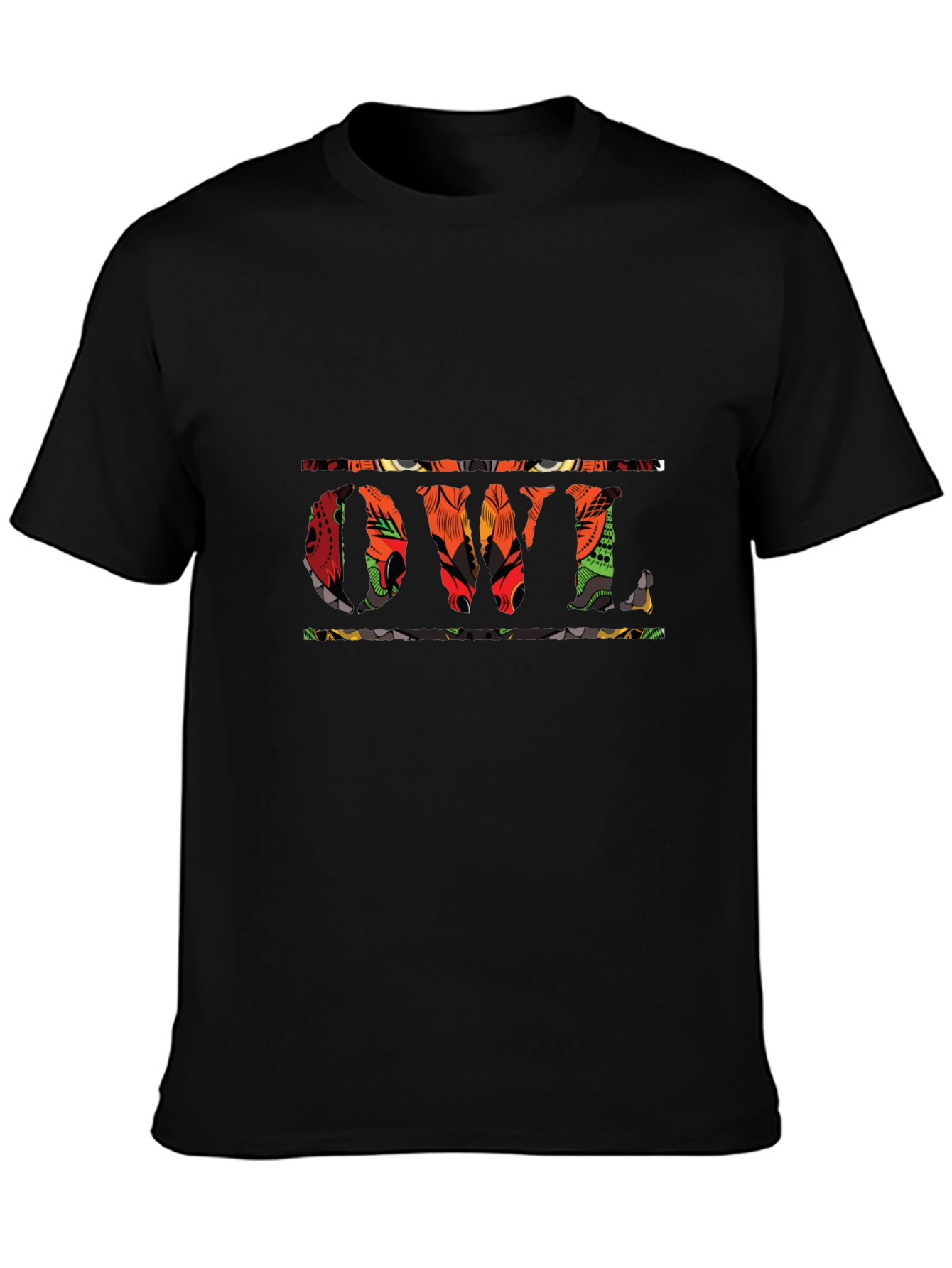 Owl Patterned Black T-Shirt