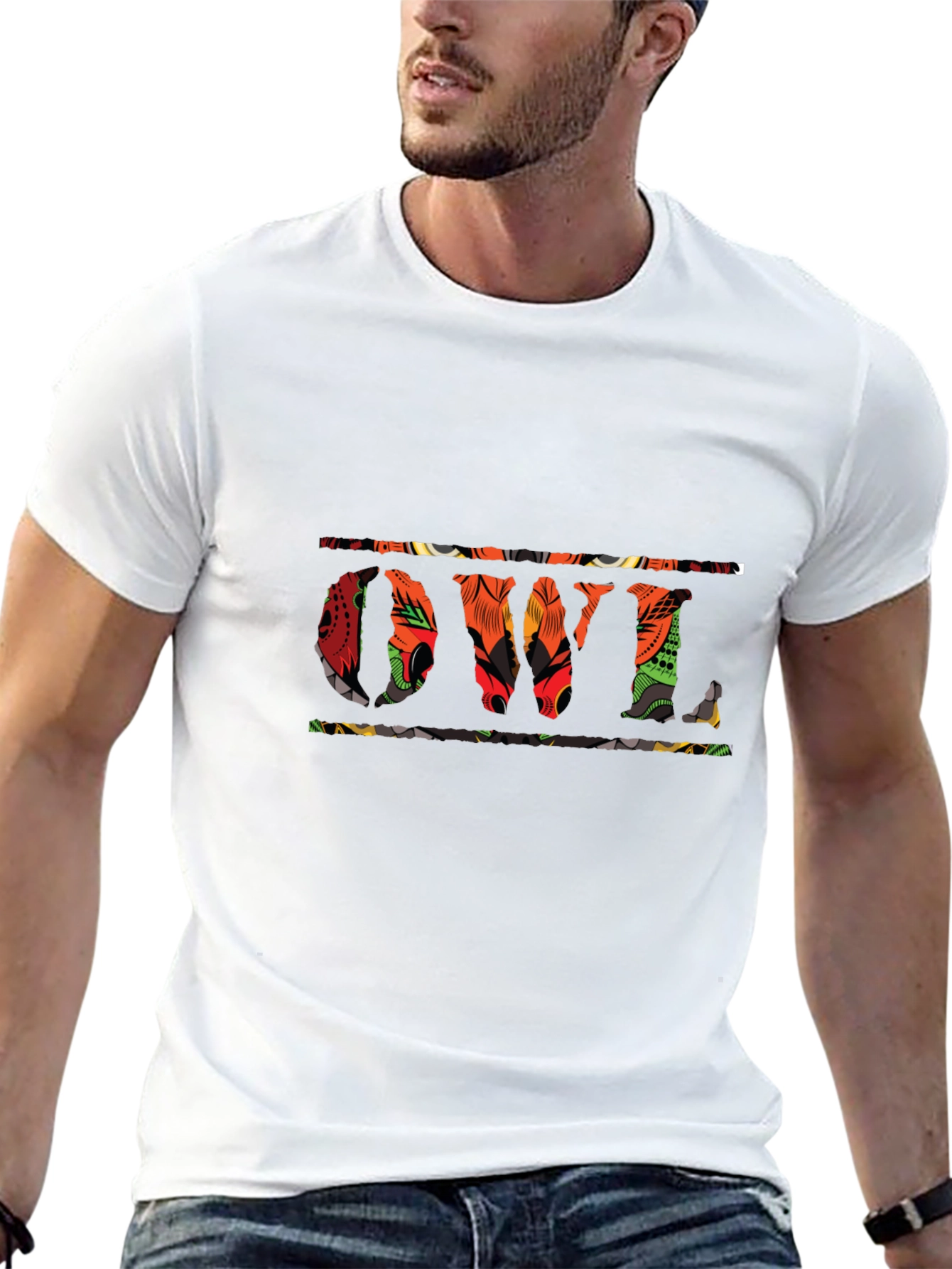 Owl Patterned Black T-Shirt