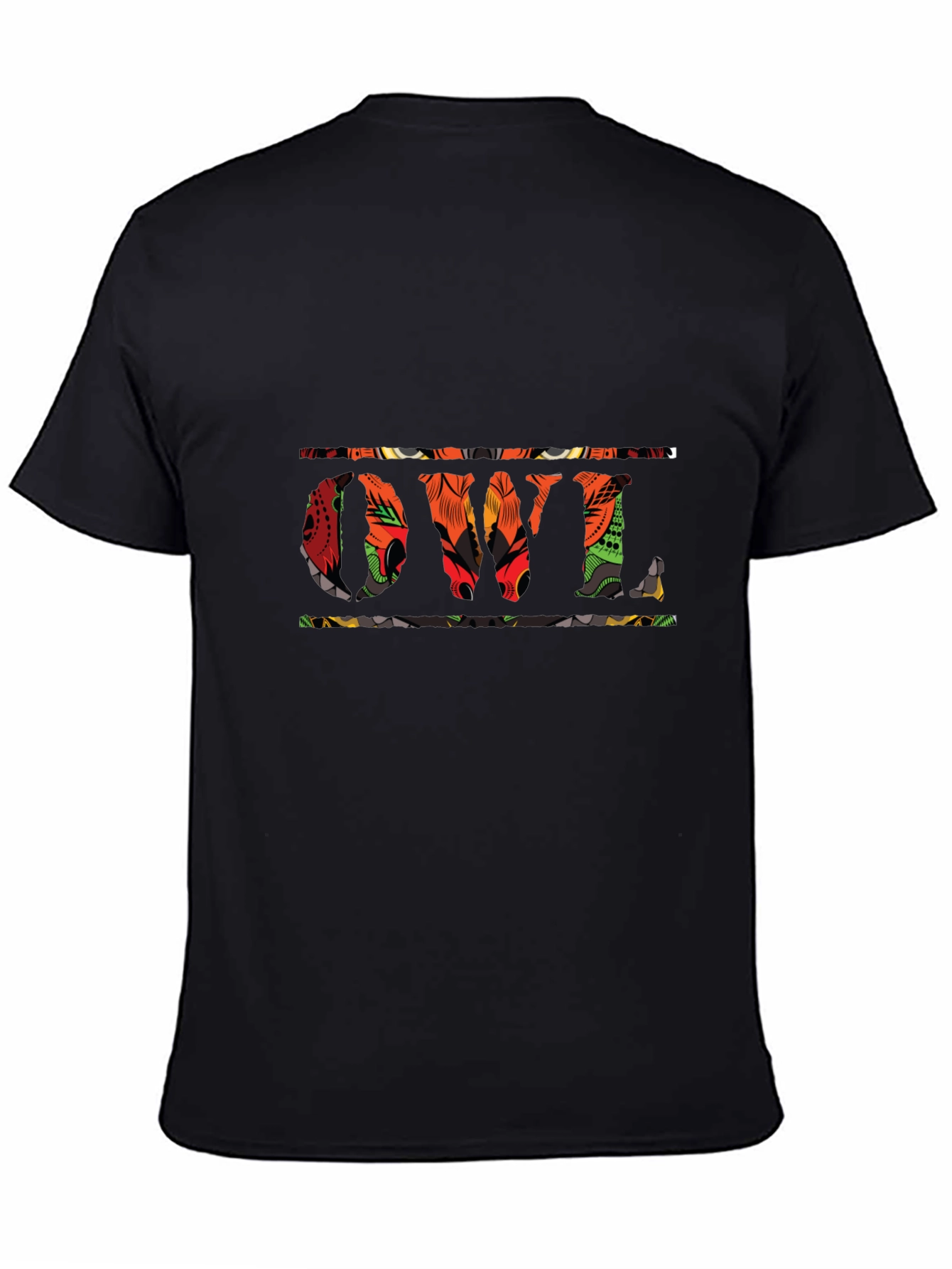 Owl Patterned Black T-Shirt